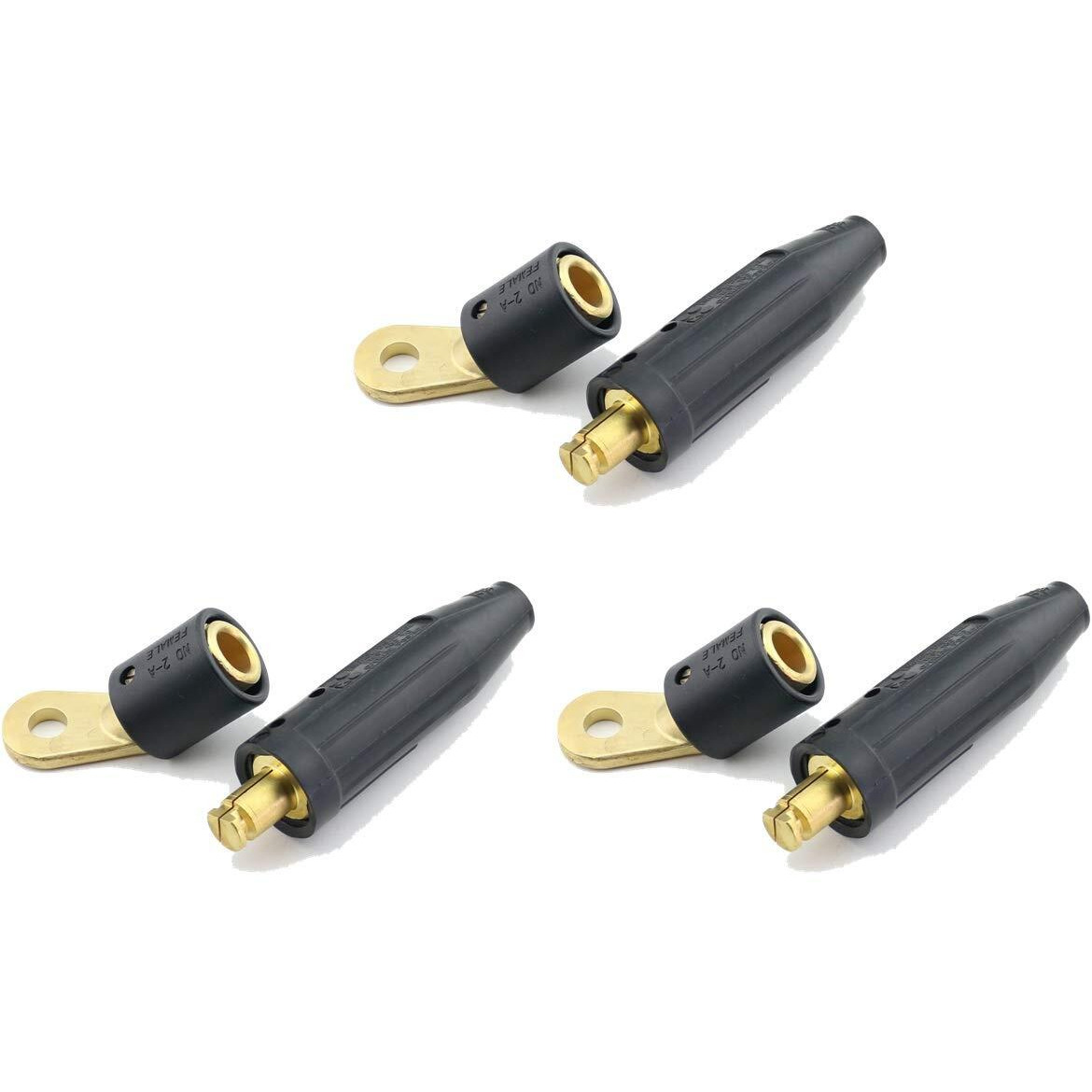 Weldingcity 3-Pk Twist-Lock Tweco/Lenco Style 2-Mpc/Lc-40 Insulated Male Connector And Female Terminal Adapter 2-Af Threaded Stud To Male For Welding Cable 4-2/0 (25-50Mm)