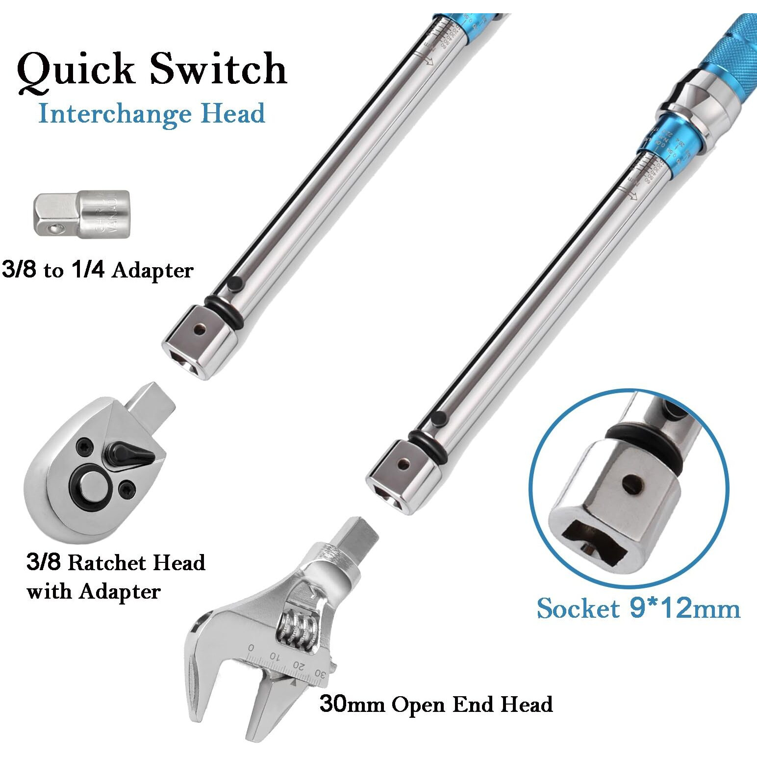 Cotouxker Open End Adjustable Torque Wrench  5 To 60 Nm Open End Torque Wrench Set With 30Mm Open End And 3/8 Drive Ratchet Changeable Head For Hvac Mini Split