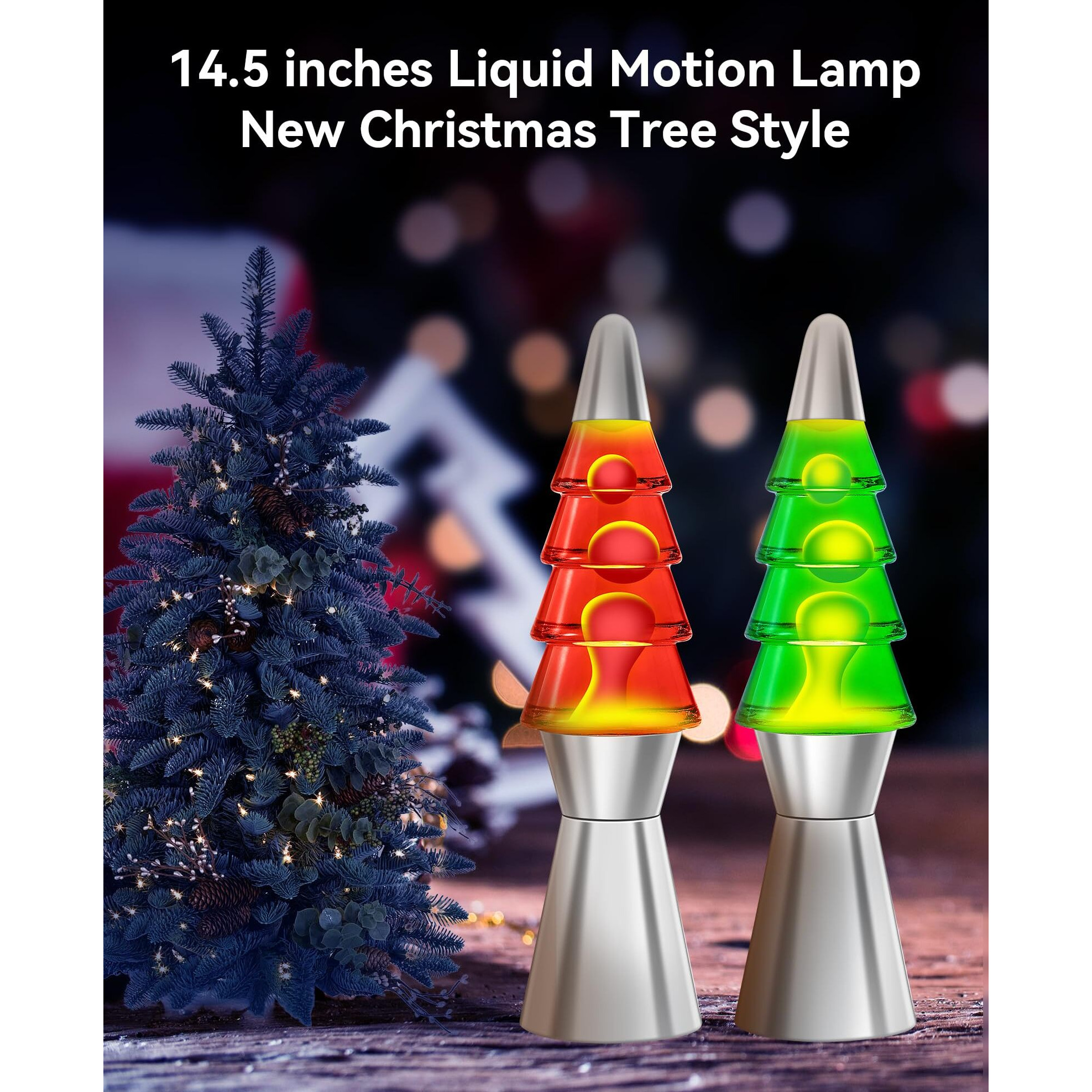 Tree Liquid Motion Lamp 14.5 Inches Table Lamp Christmas Indoor Decorations Lamp For Adults And Kids  Mood Lighting Home Decor Lav Lamp Green Bottle White Wax