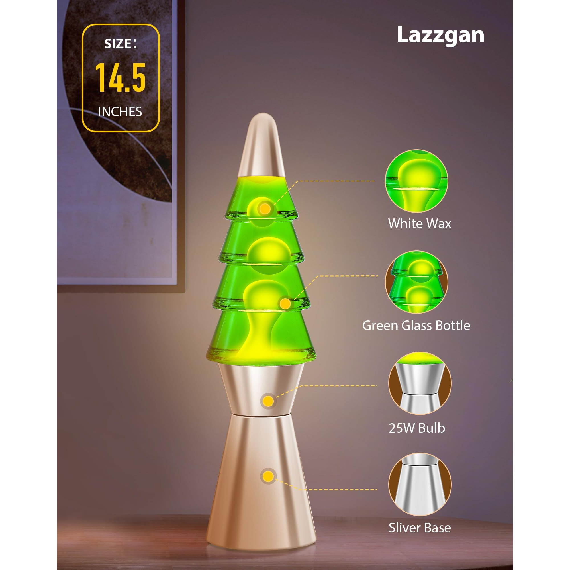 Tree Liquid Motion Lamp 14.5 Inches Table Lamp Christmas Indoor Decorations Lamp For Adults And Kids  Mood Lighting Home Decor Lav Lamp Green Bottle White Wax