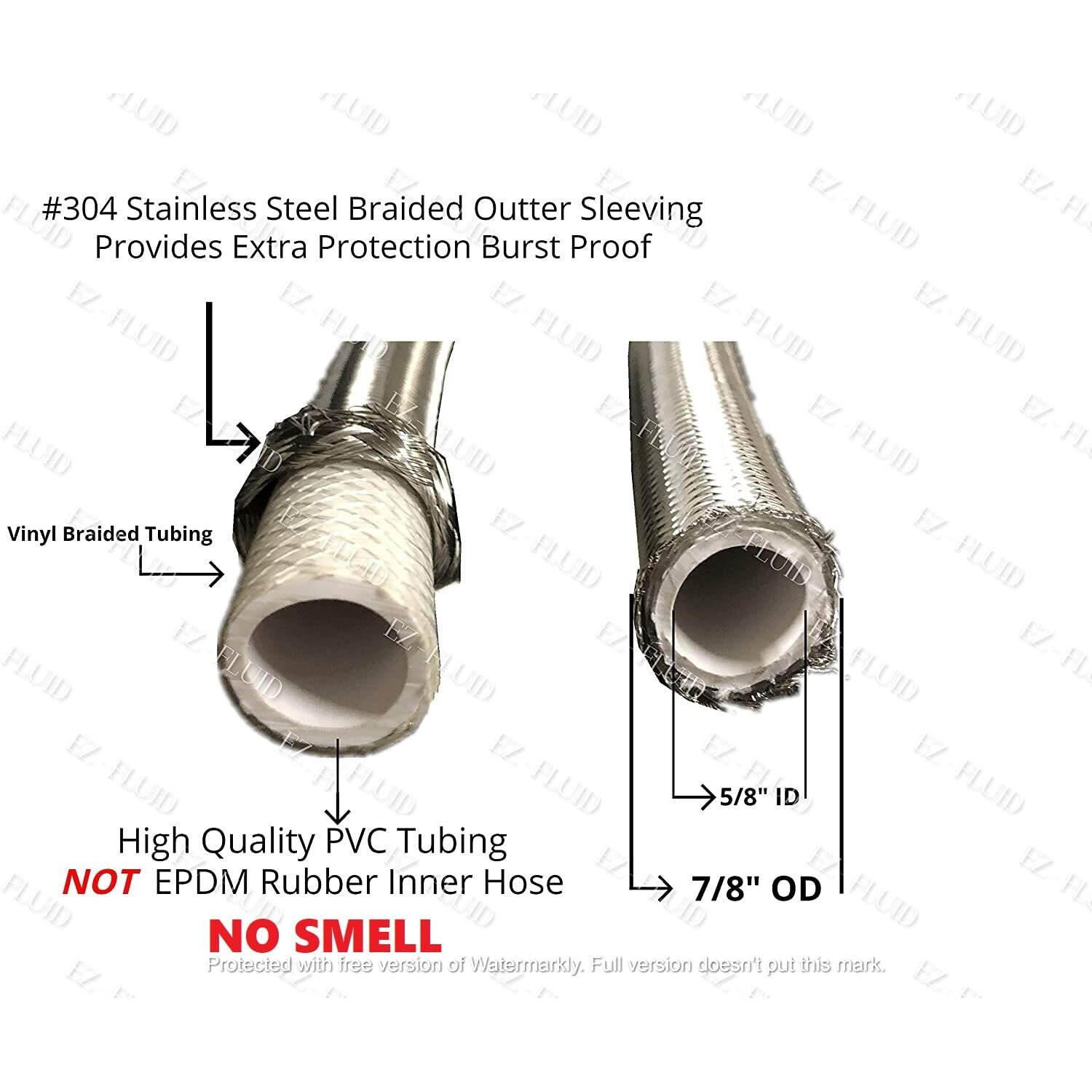 Ez-Fluid 18-Inch Braided Flexible Stainless Steel Water Heater Connector For Female Iron Water Pipes Fitting  3/4-Inch Fip X 3/4-Inch Fip