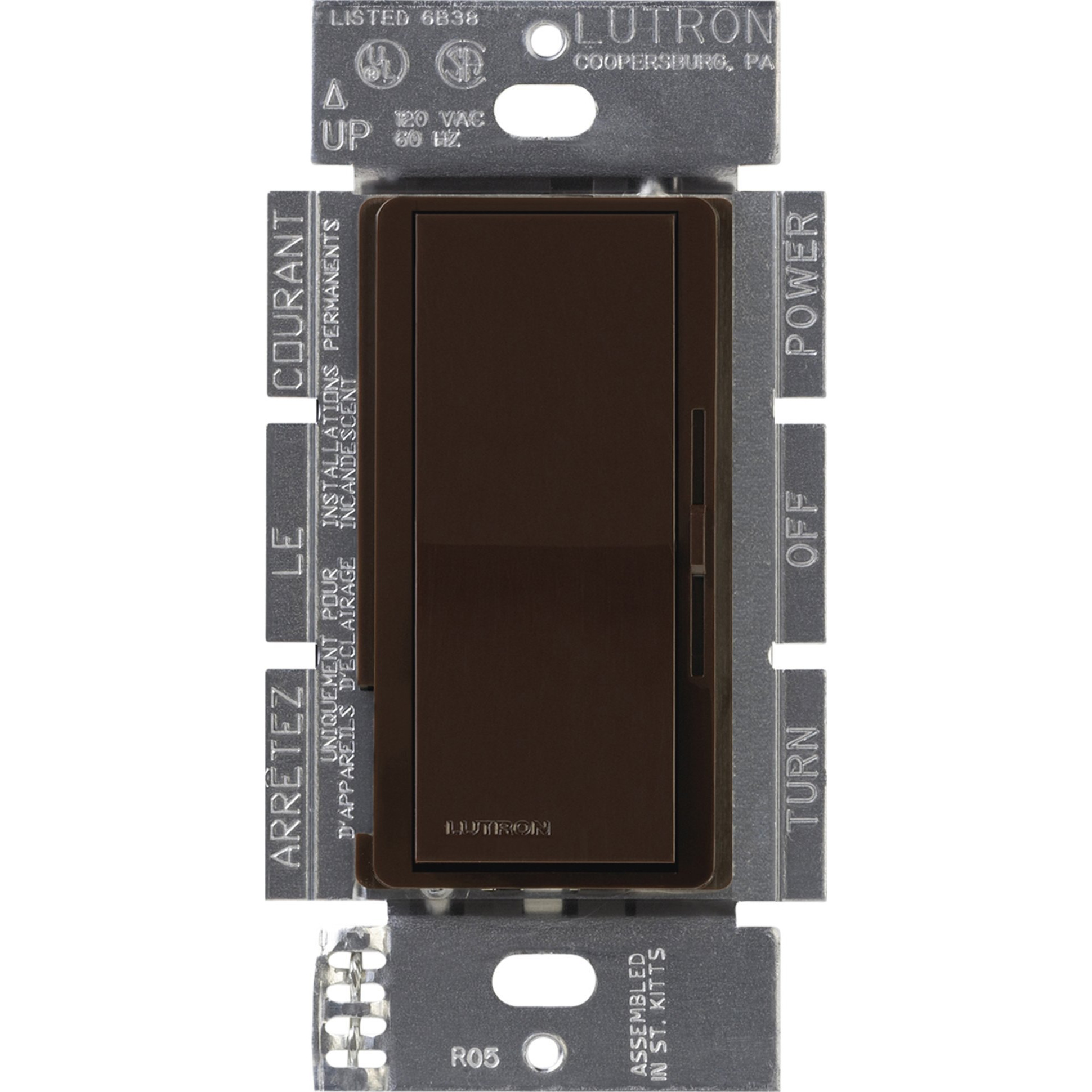 Lutron Dvstv-Br Diva 8 Amp 3-Way/Single-Pole 0-10V Dimmer  No Neutral Required  Brown