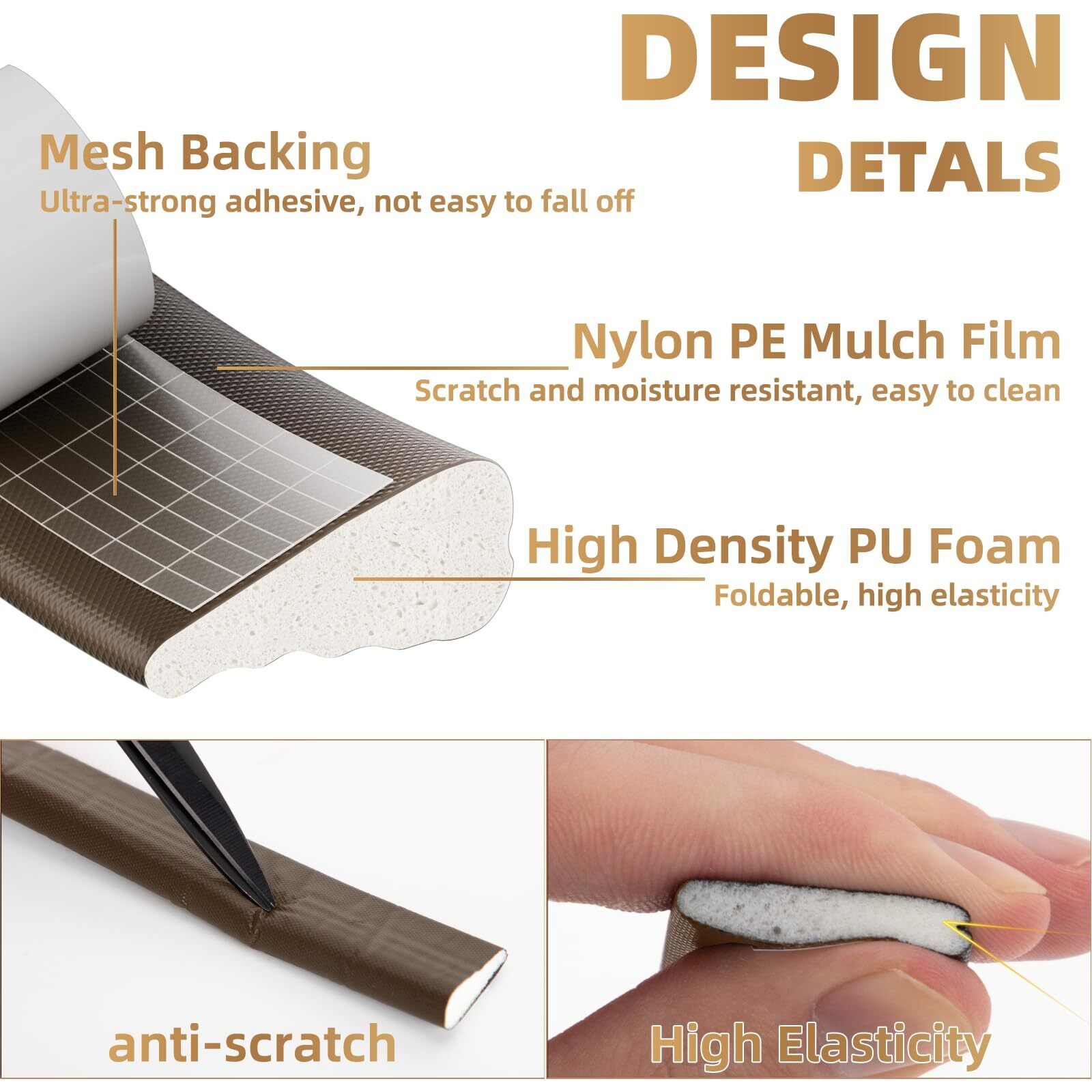 118  Wedge-Shape Foam Window Weather Stripping Door Seal Strip Soundproofing Frame Insulation Tape For Exterior Front Door Noise Cancelling Window Inserts Door Gap Filler Light Blocker Brown