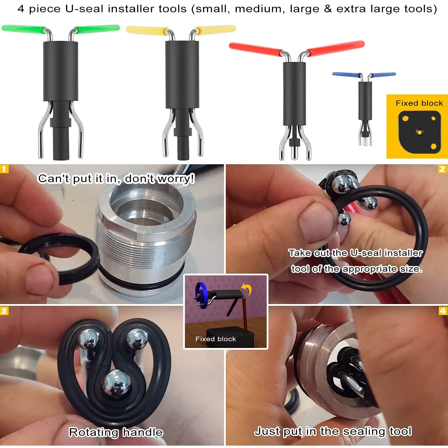 Hydraulic Cylinder Repair Tool Kit For Skid Steers  Loaders  Backhoes Include Gland Wrench U-Seal Installer Tools Seal Puller Smooth Type Piston Ring Compressor (17Pcs)