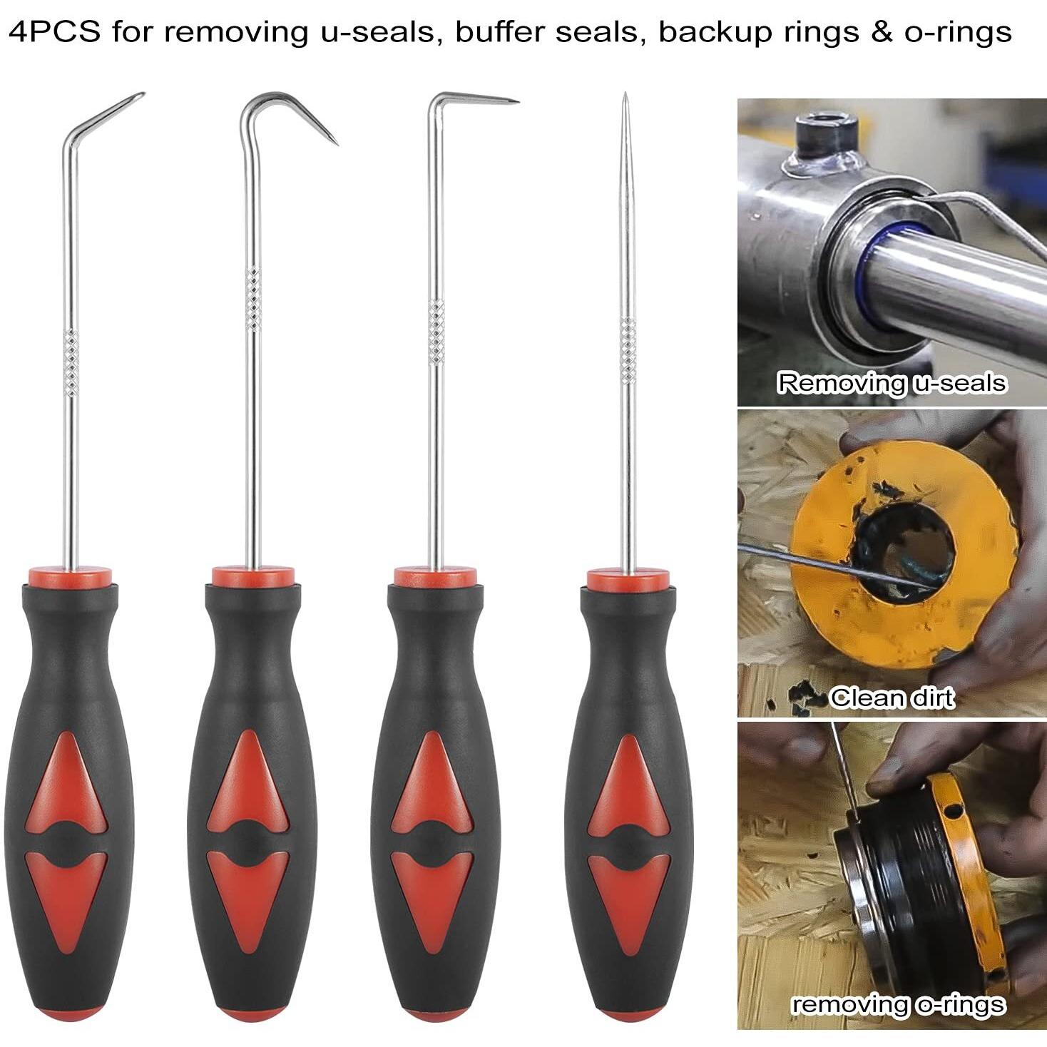 Hydraulic Cylinder Repair Tool Kit For Skid Steers  Loaders  Backhoes Include Gland Wrench U-Seal Installer Tools Seal Puller Smooth Type Piston Ring Compressor (17Pcs)