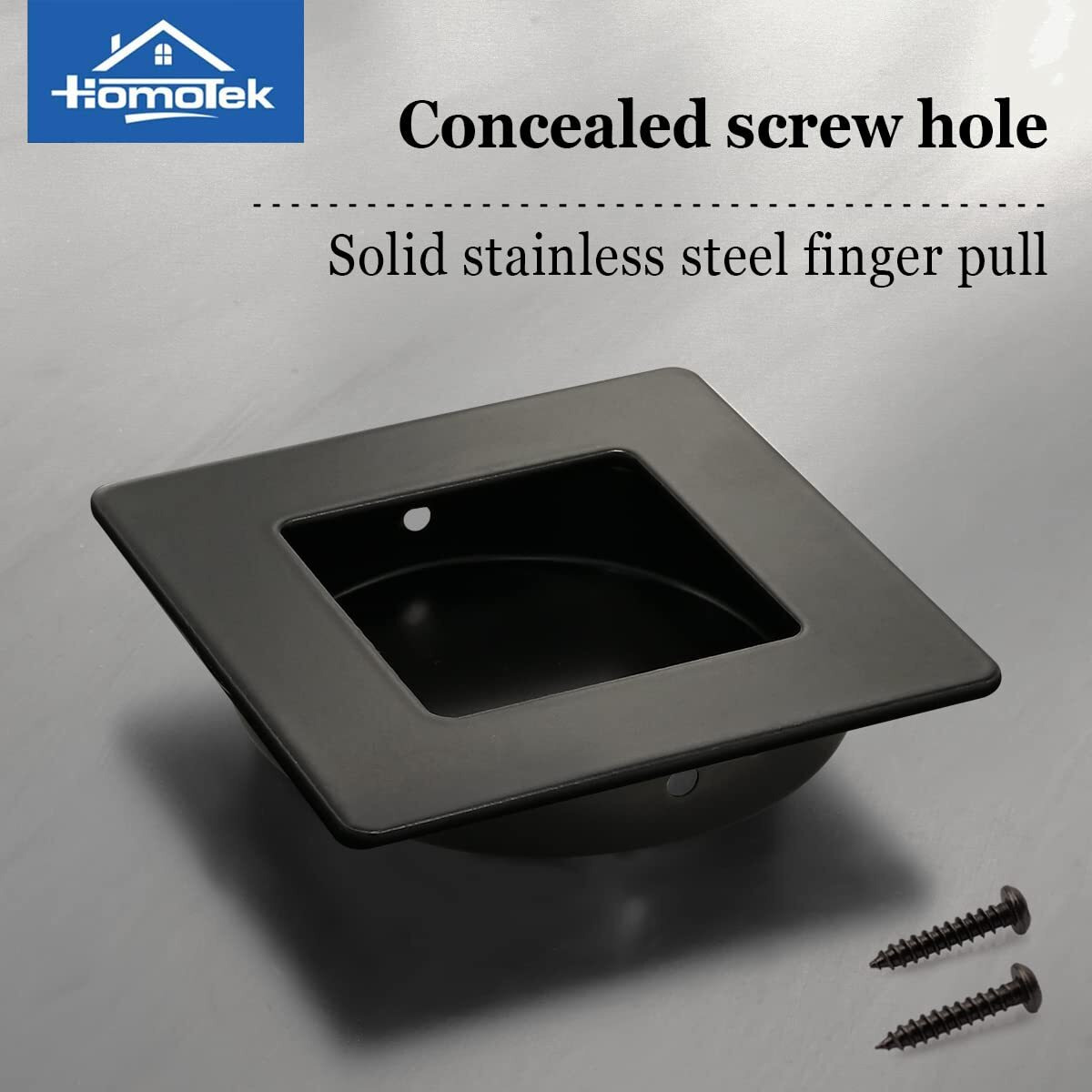 Homotek 4 Pack 2-3/4 Inch Square Recessed Sliding Closet Door Finger Pulls  Diameter 2-3/8 Inch(60Mm) Stainless Steel Flush Handles For Pocket Door  Bypass Barn Door Drawer Pulls(Black)