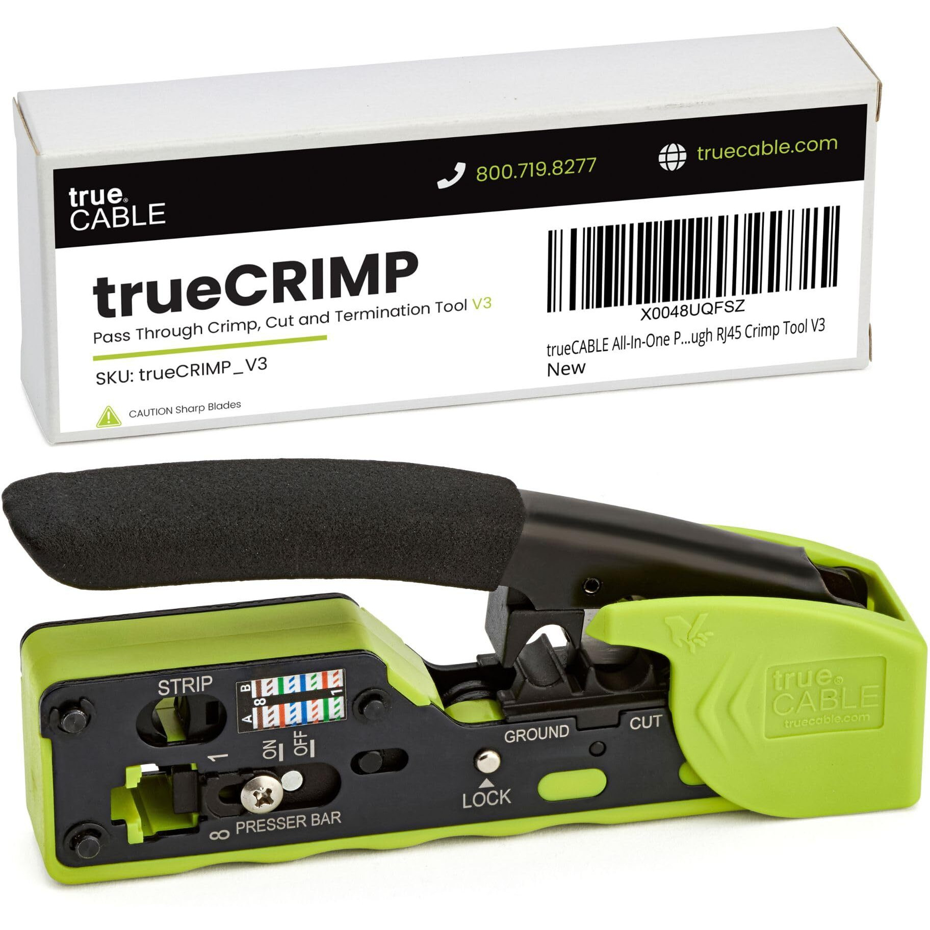 Truecable Crimp Tool For Pass Through Rj45 - All-In-One Ethernet Crimper  Cutter  Stripper - Works With Cat5E  Cat6  Cat6A Shielded And Unshielded Connectors