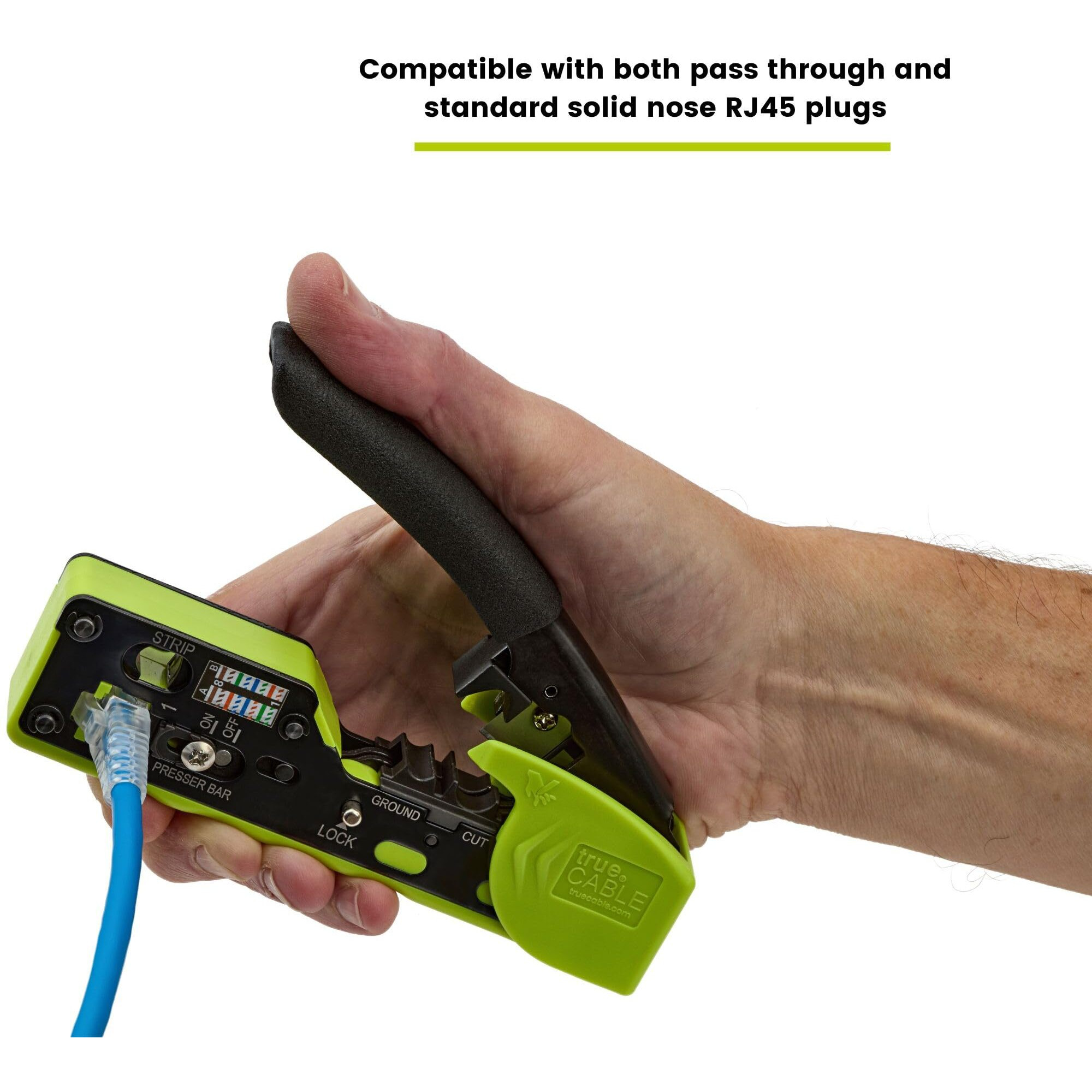 Truecable Crimp Tool For Pass Through Rj45 - All-In-One Ethernet Crimper  Cutter  Stripper - Works With Cat5E  Cat6  Cat6A Shielded And Unshielded Connectors