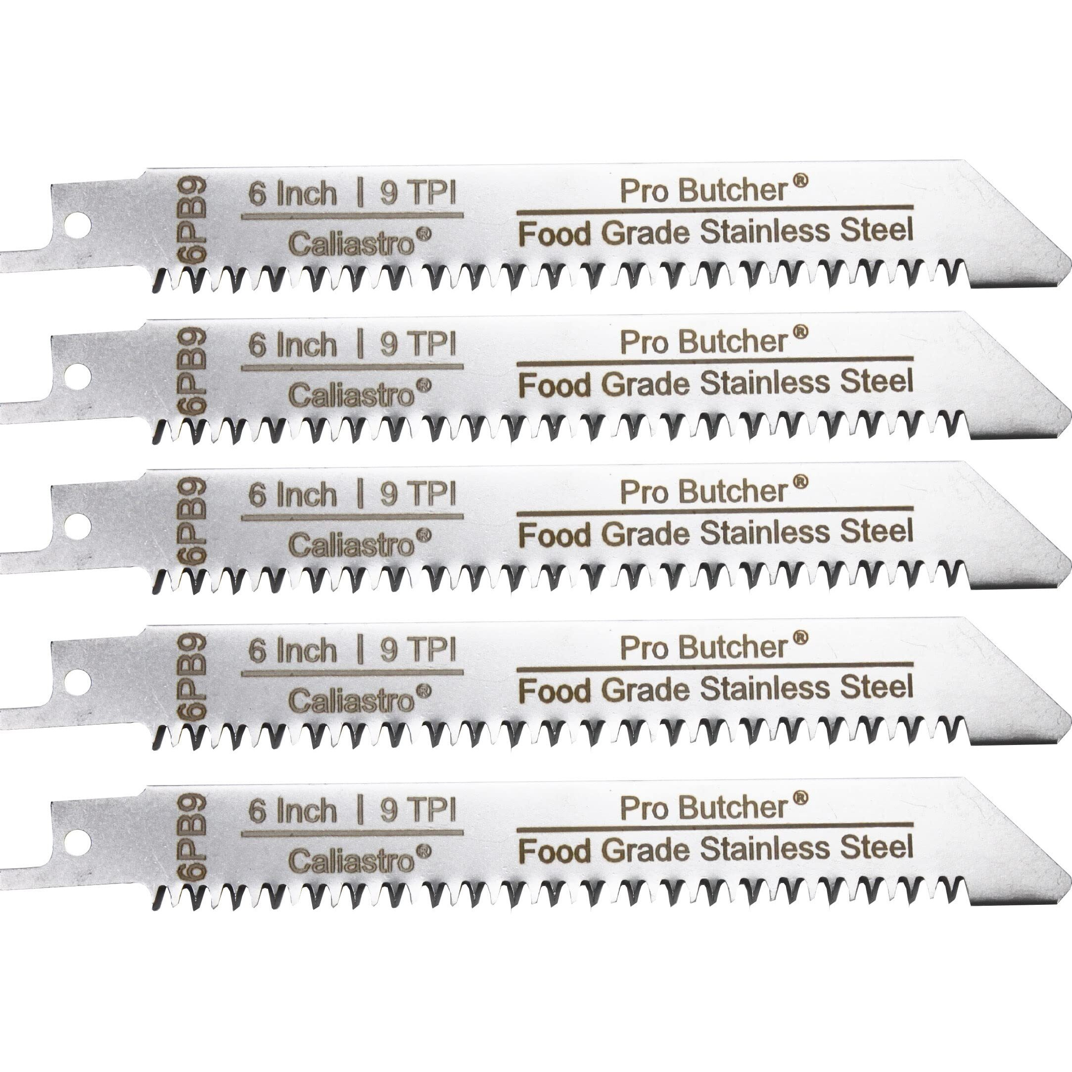 Caliastro 6-Inch Stainless Steel Frozen Meat Bone Cutting Saw Blades For Reciprocating And Sawzall Saws 5-Pack