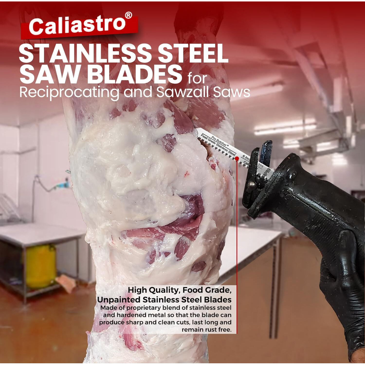 Caliastro 6-Inch Stainless Steel Frozen Meat Bone Cutting Saw Blades For Reciprocating And Sawzall Saws 5-Pack