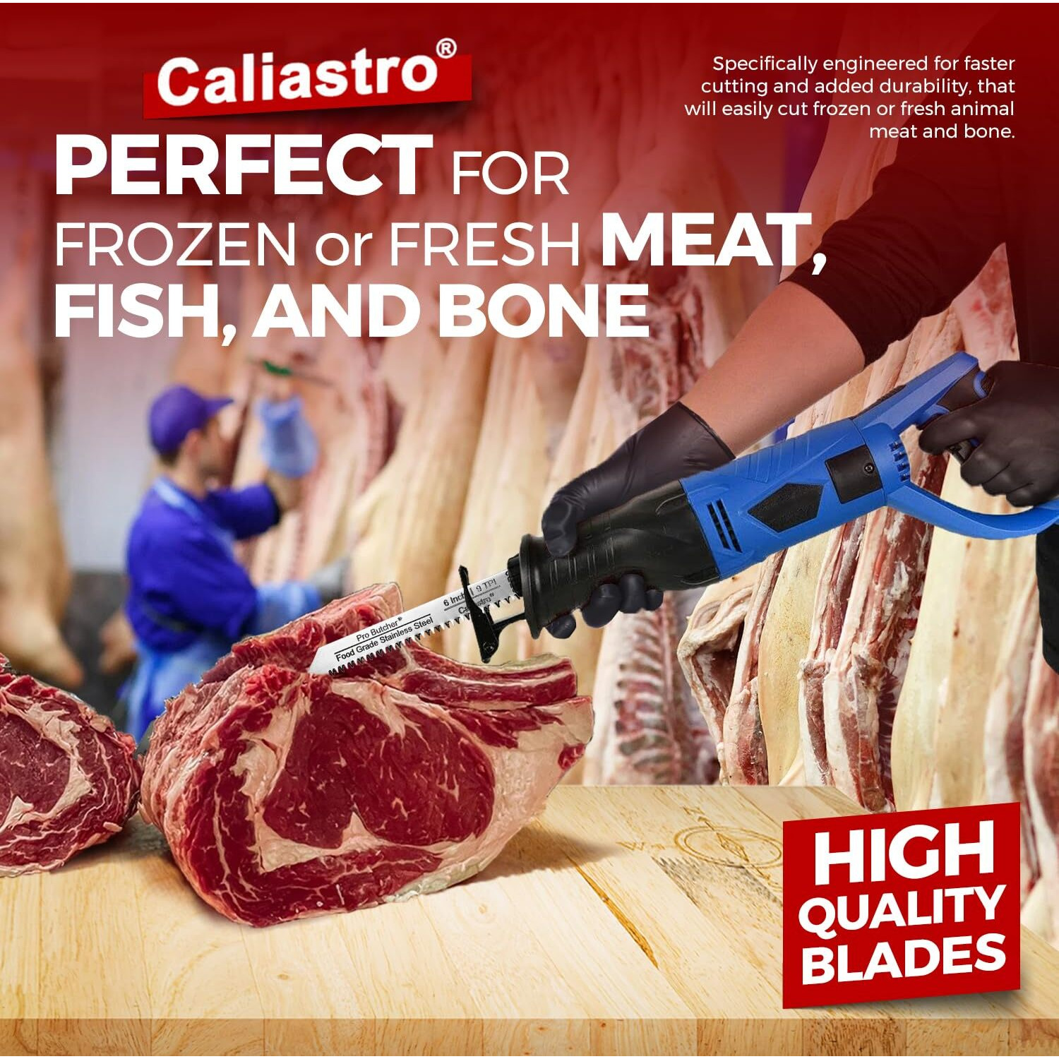 Caliastro 6-Inch Stainless Steel Frozen Meat Bone Cutting Saw Blades For Reciprocating And Sawzall Saws 5-Pack