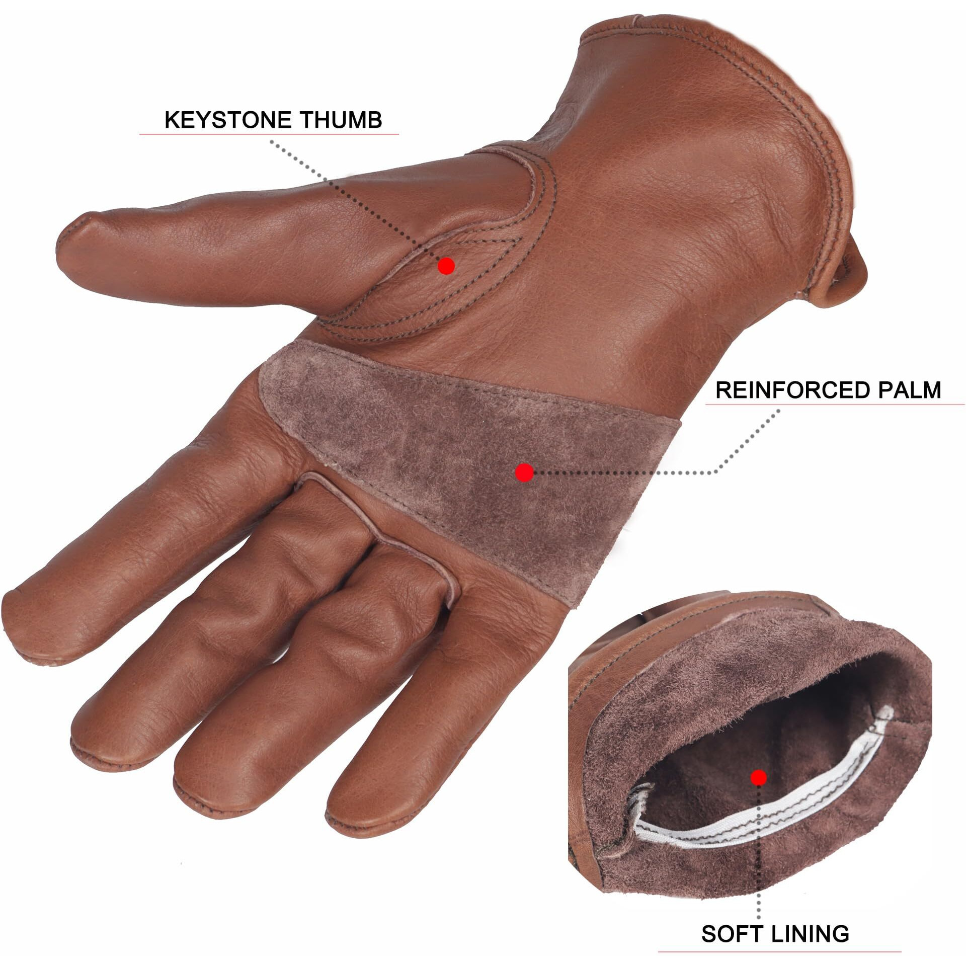 Nbleaglo Retro Brown Cowhide Leather Work Gloves For Construction  Yardwork  Gardening With Reinforced Palm For Men & Women (Brown  2X-Large)
