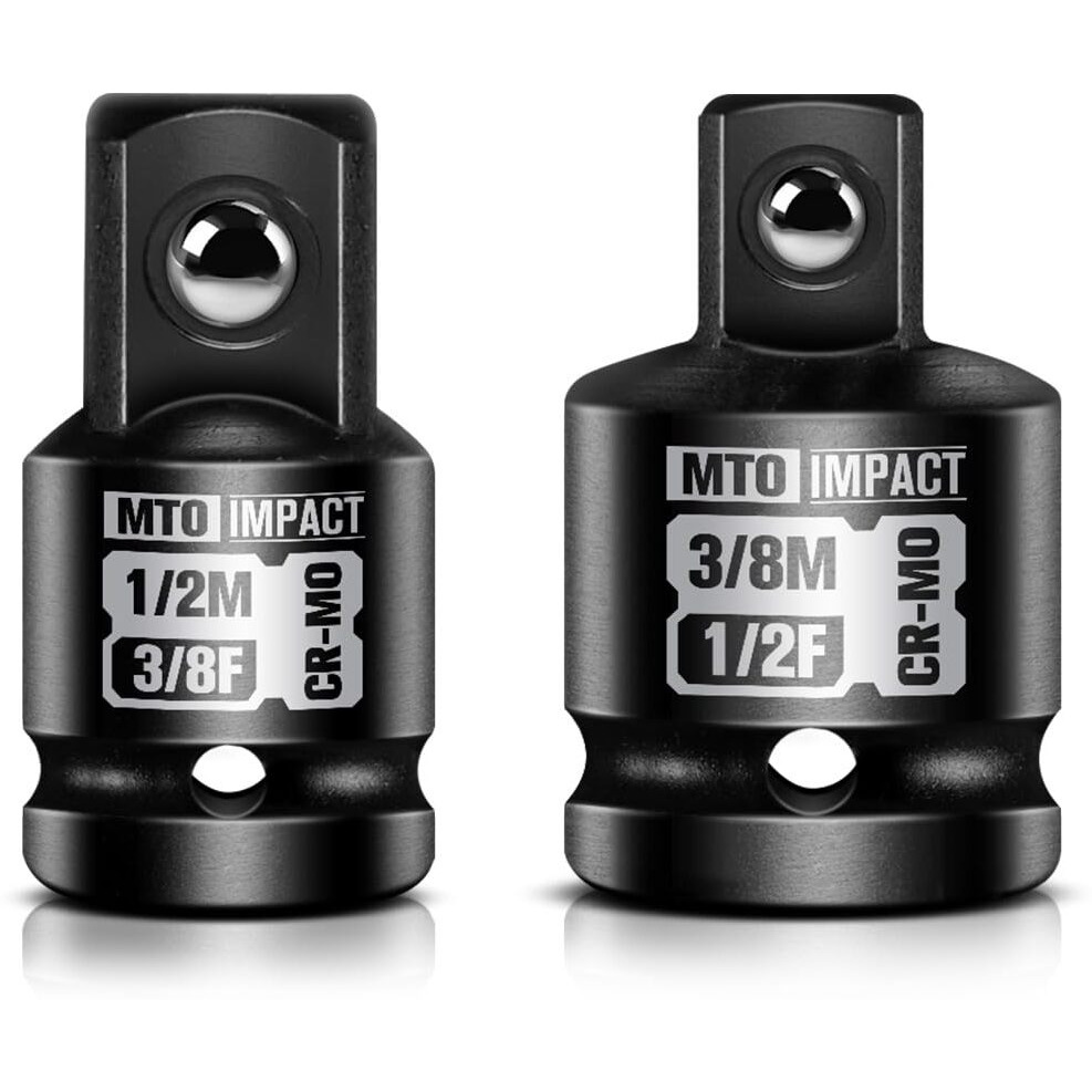 Mto 2-Piece Impact Socket Adapter And Reducer Set  1/2"" Female To 3/8"" Male Reducer  3/8  Female To 1/2  Male Adapter  Chrome Molybdenum Alloy Steel