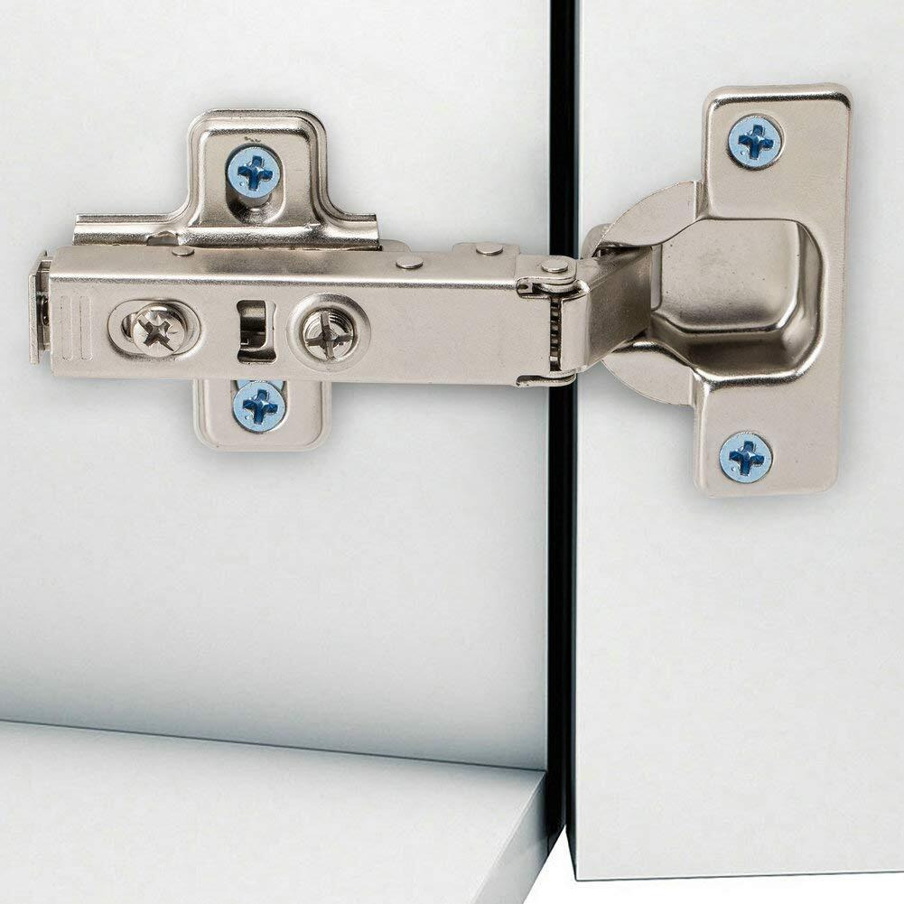 Luokim 2Pcs 110 Degree Soft Close European Full Overlay Concealed Hinge Two Hole Mounting Plate Fit For Frameless Cabinet
