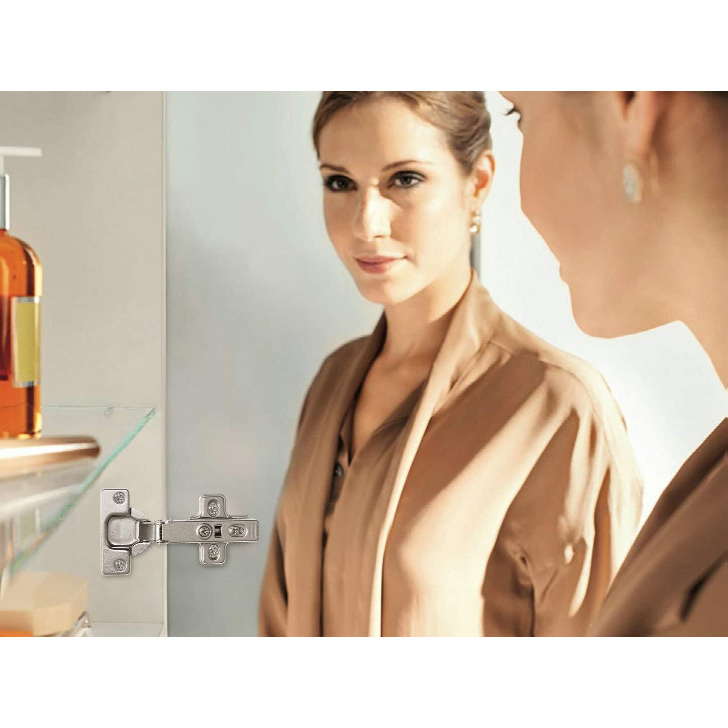 Luokim 2Pcs 110 Degree Soft Close European Full Overlay Concealed Hinge Two Hole Mounting Plate Fit For Frameless Cabinet