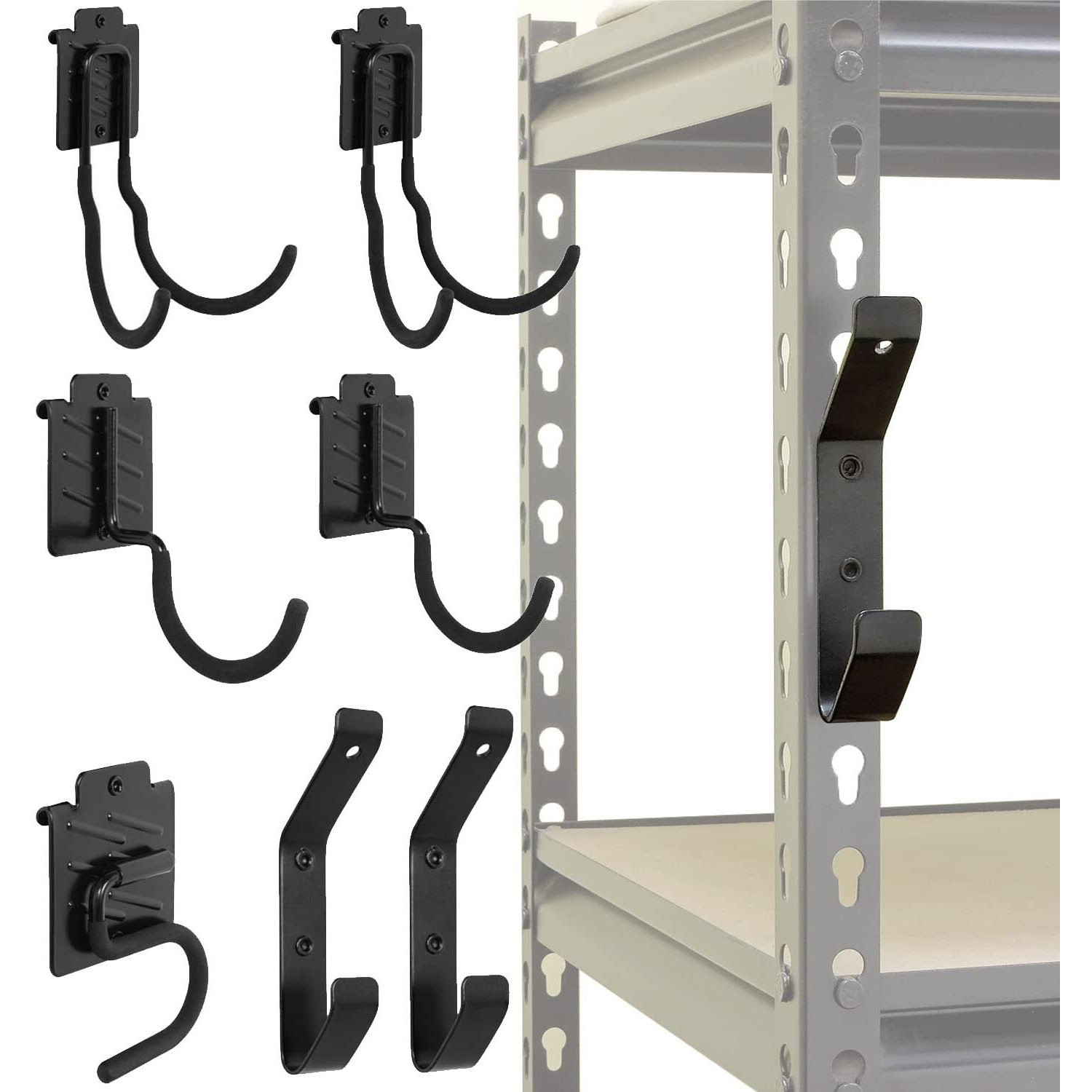 Wallmaster Boltless Shelving Hook Organizer Kit 7 Pcs Adjustable Storage Hanging Accessories For 1.5 Inch Keyhole Rack Garage Heavy Duty Tool Storage System