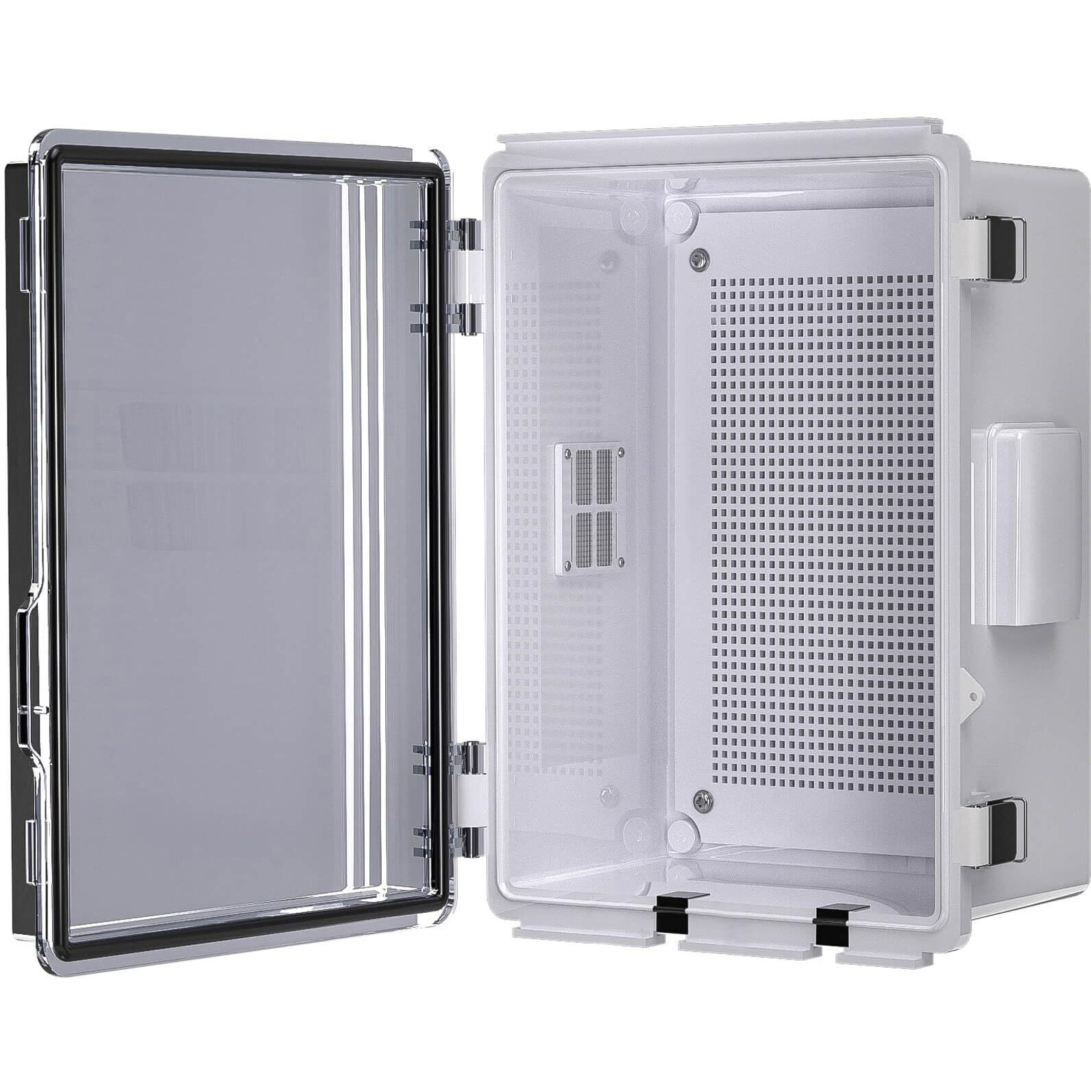 Animacyn Abs Electrical Junction Box  Ventilated Design  Cable Grommets  Ip65 Waterproof Enclosure  Indoor/Outdoor Use With Mounting Panel. (Clear Cover  11"&quotX7.4"&quotX5.5"")