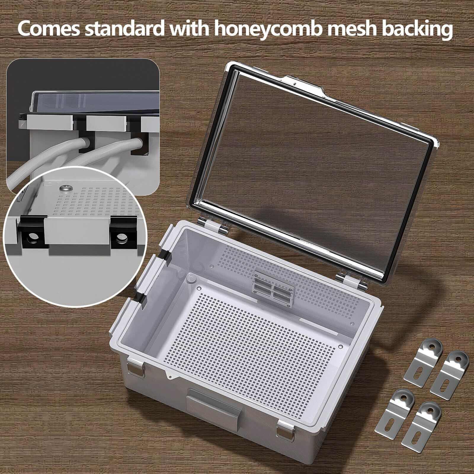Animacyn Abs Electrical Junction Box  Ventilated Design  Cable Grommets  Ip65 Waterproof Enclosure  Indoor/Outdoor Use With Mounting Panel. (Clear Cover  11"&quotX7.4"&quotX5.5"")