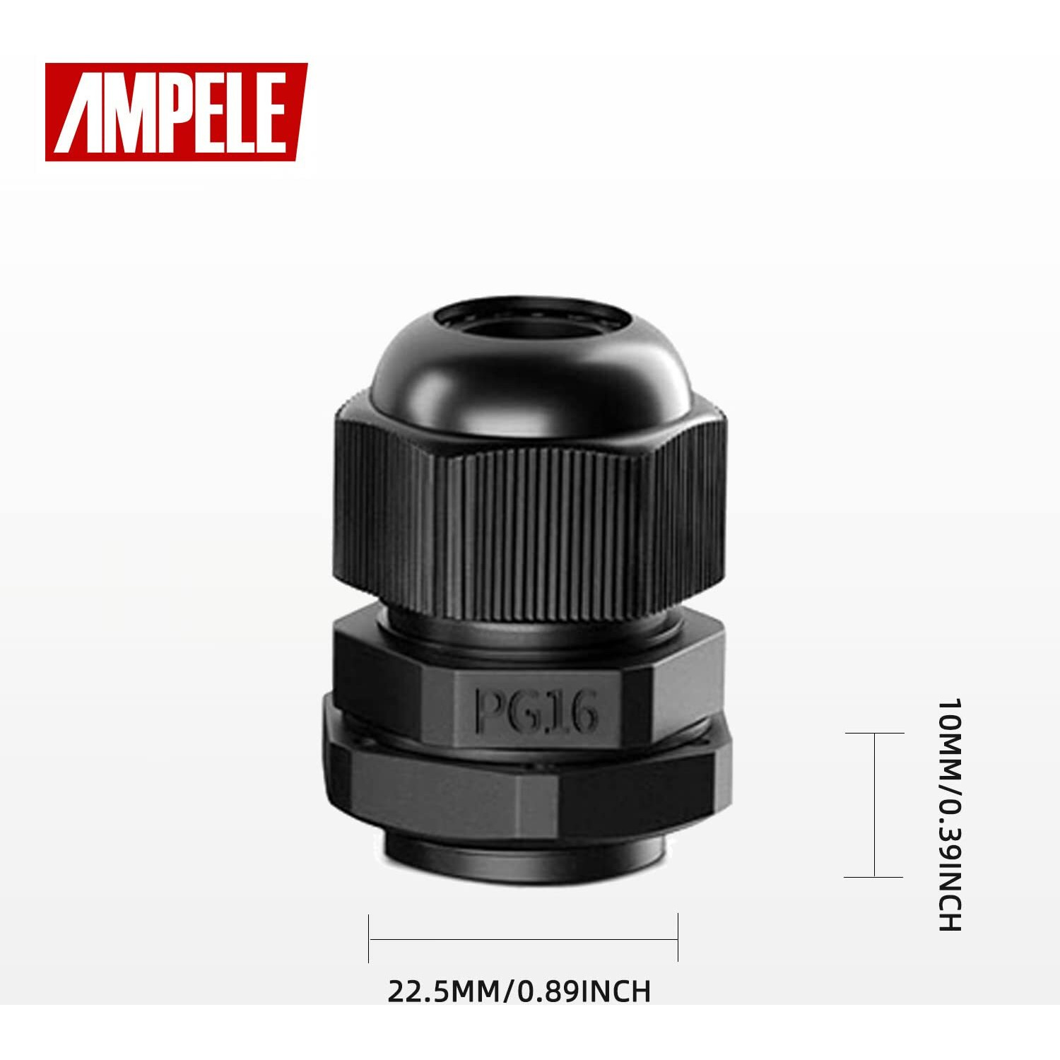 Ampele Cable Gland 20 Pack Pg16 Waterproof Adjustable 10-14Mm Nylon Cable Glands Connectors With Gaskets  Black(Pg16)