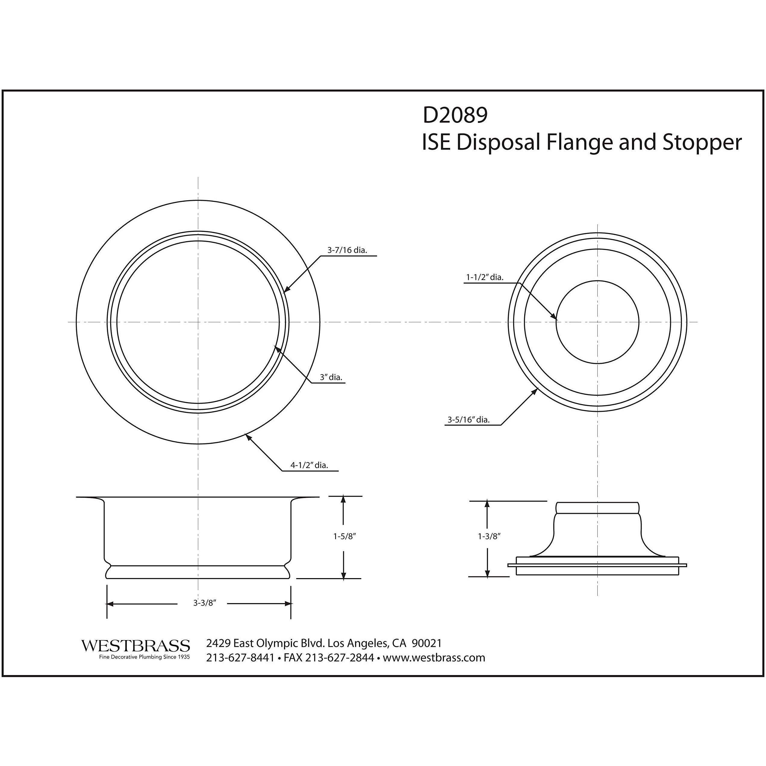 Westbrass D2089-11 D2089 Waste Disposal Flange And Stopper  1-Pack  Antique Copper