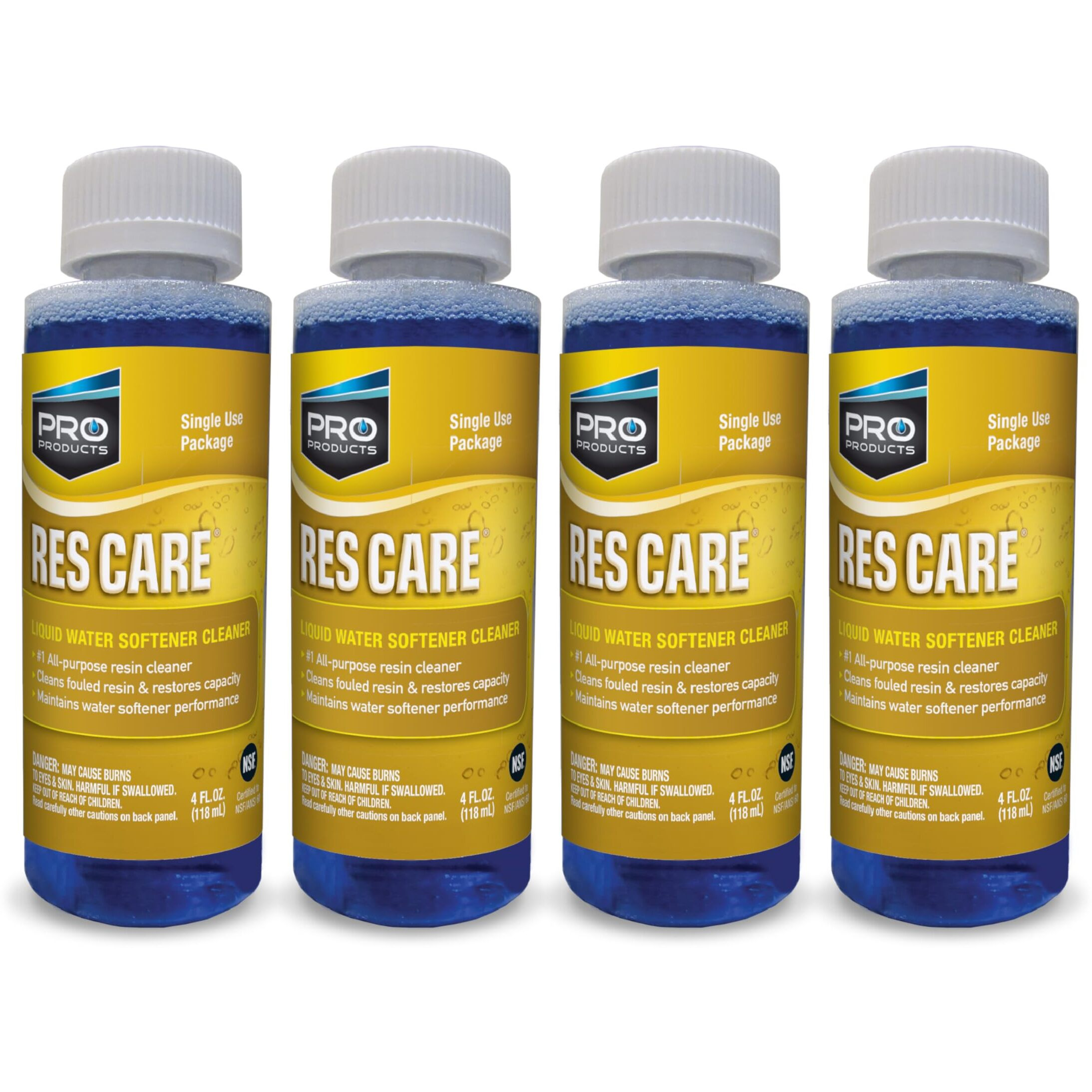 Pro Products Res Care Liquid Water Softener Cleaner  Universal Cleanser For Hardwater Systems  4 Ounce Bottle  4-Pack