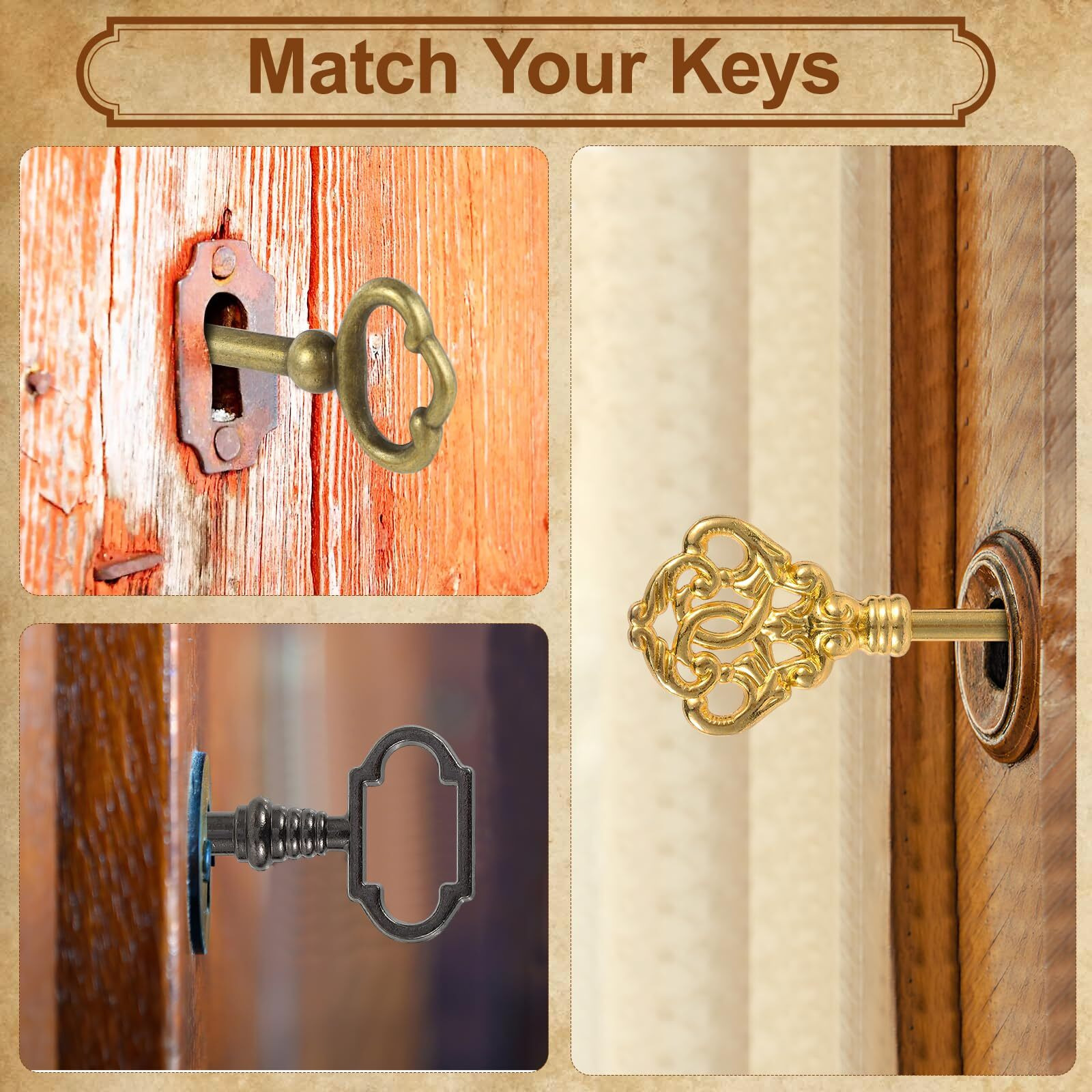 12Pcs Hollow Barrel Skeleton Key  Universal Barrel Key Replacement  Generic Skeleton Key For Vintage Furniture And Locks