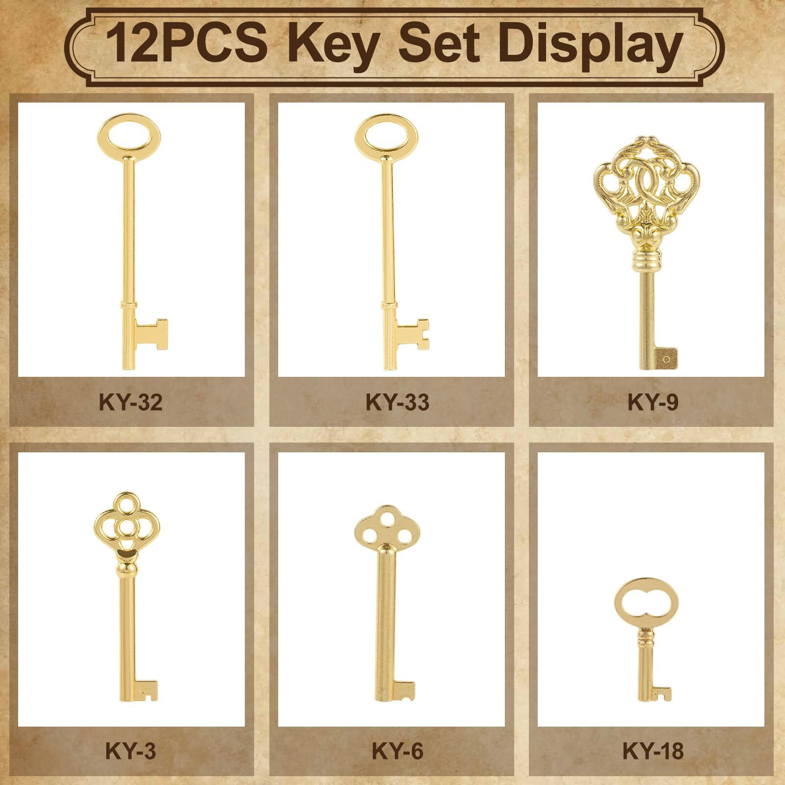 12Pcs Hollow Barrel Skeleton Key  Universal Barrel Key Replacement  Generic Skeleton Key For Vintage Furniture And Locks