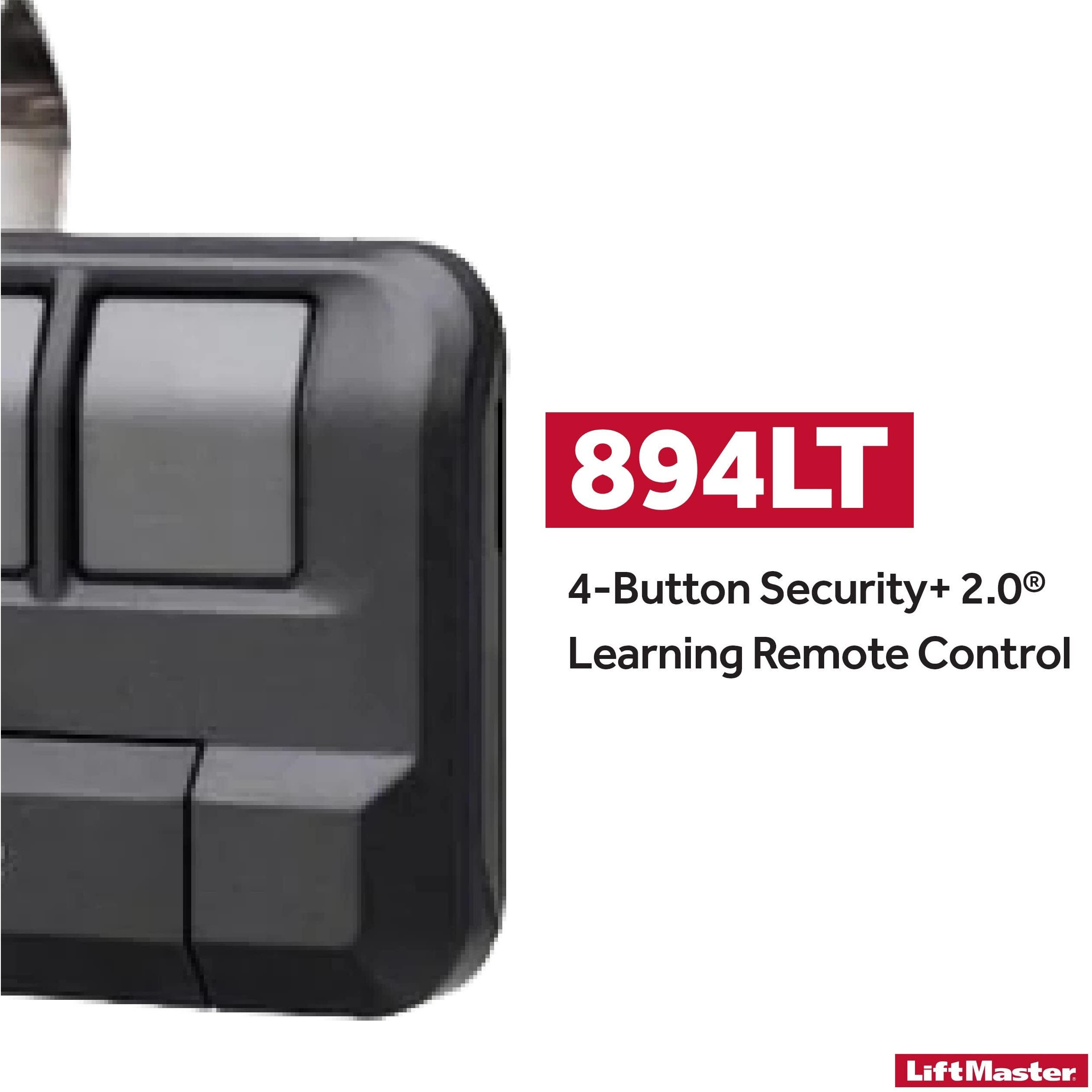 Liftmaster 894Lt 4-Button Learning Garage Door Opener Remote Control - With Visor Clip - Use With Myq App - Works With Up To 4 Doors - Learning Remote Garage Door Opener - Sends A New Code - 1 Pack