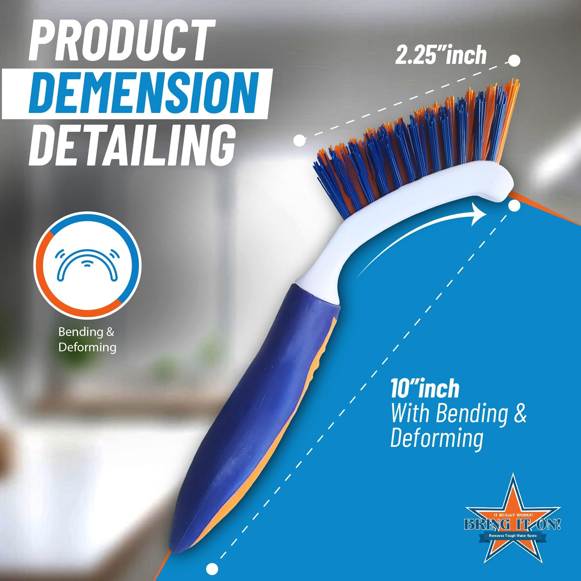 Bring It On Grout Cleaning Brush - Crevice Cleaning Brush With Stiff Nylon Bristles - Heavy-Duty Grout And Tile Cleaner Brush - Scrubbing Brush For Corners  Bathroom  Kitchen  Crevice Gaps