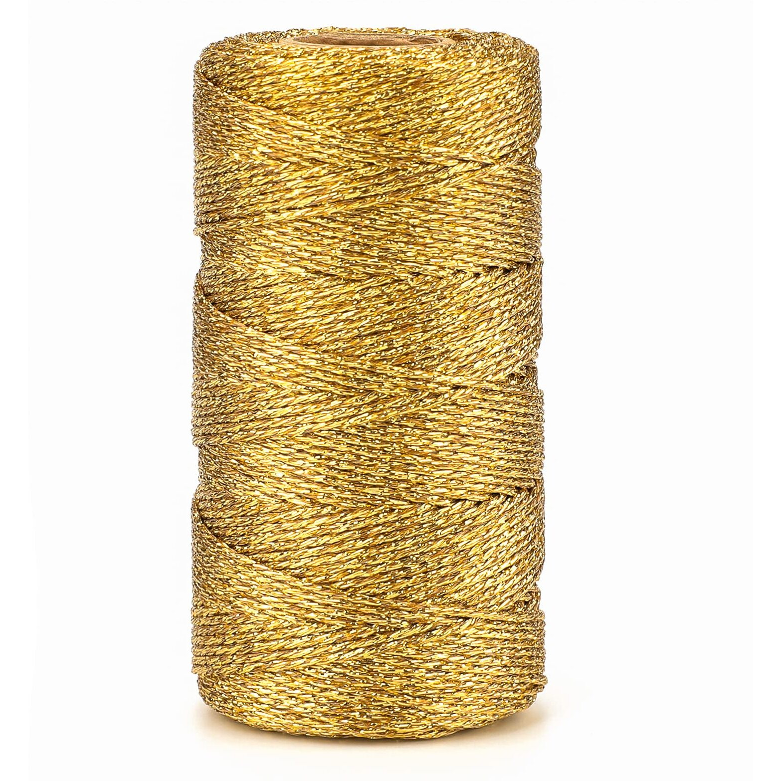 Jijacraft 328 Feet Gold String Twine - 1.5Mm Metallic Ornament Thread Gift Wrapping - Inelastic Macrame Glitter Gold Cord For Crafting  Wedding Gift Package  Diy Presents Wrapping Decoration