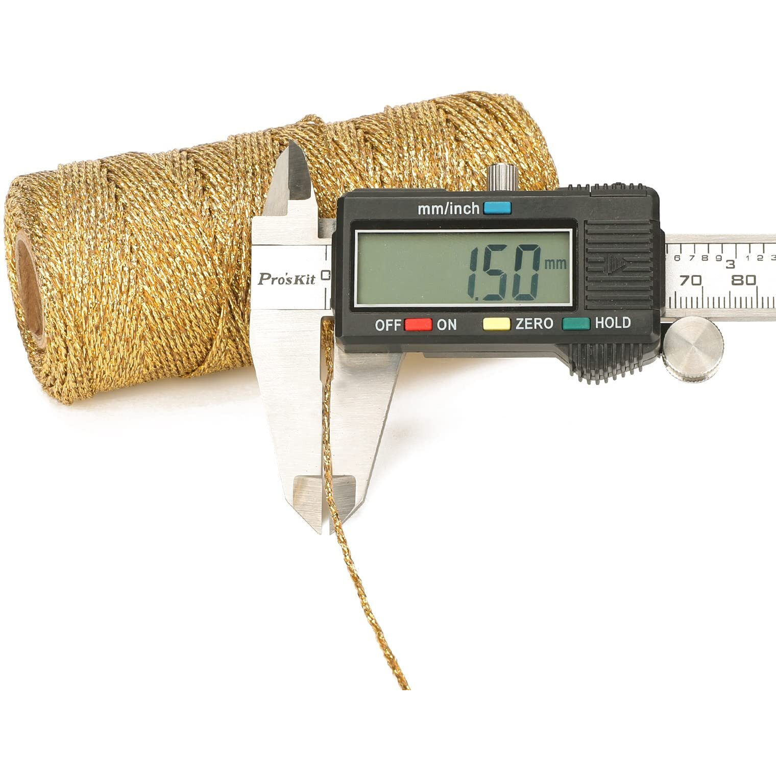 Jijacraft 328 Feet Gold String Twine - 1.5Mm Metallic Ornament Thread Gift Wrapping - Inelastic Macrame Glitter Gold Cord For Crafting  Wedding Gift Package  Diy Presents Wrapping Decoration