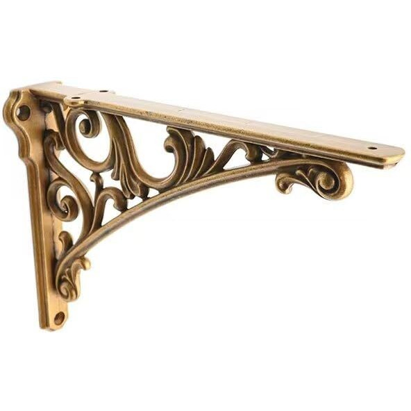 Cabdm Decorative Shelf Bracket 10 Inch  Antique Brass Shelf Brackets For Shelving  Heavy Duty Vintage  Diy Projects  Hardware Included  2 Pack  9.84X7X1.73 Inch Baroque Style