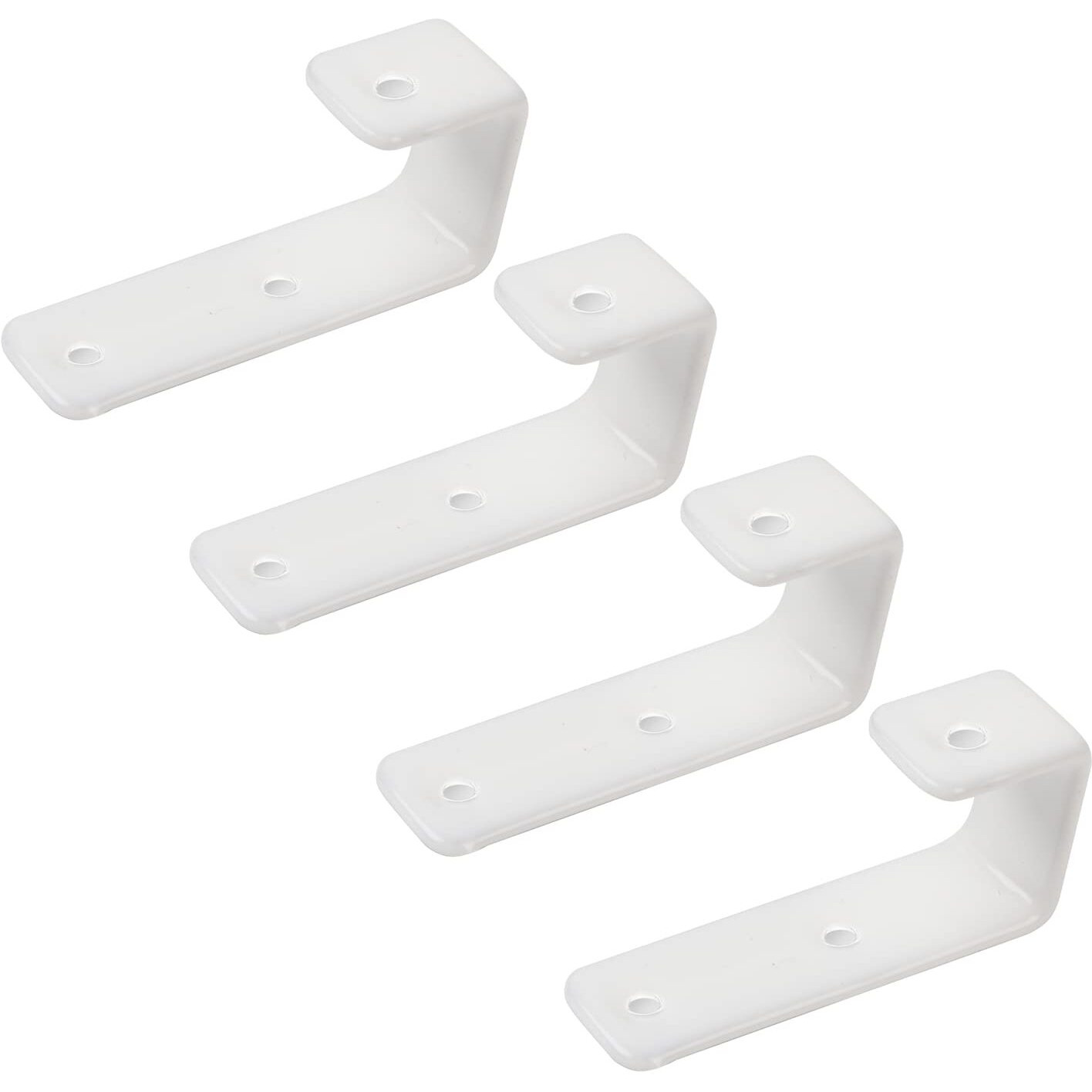 Mdply 4 Pack Bunk Bed Ladder Hook  Inside 1"" Kids Bunk Bed Replacement Hardware  White Pvc Metal Loft Bed Ladder Hooks  Camper/ Rv Bunk Ladder J Brackets With 2 Size Screws (4 Pcak  White)