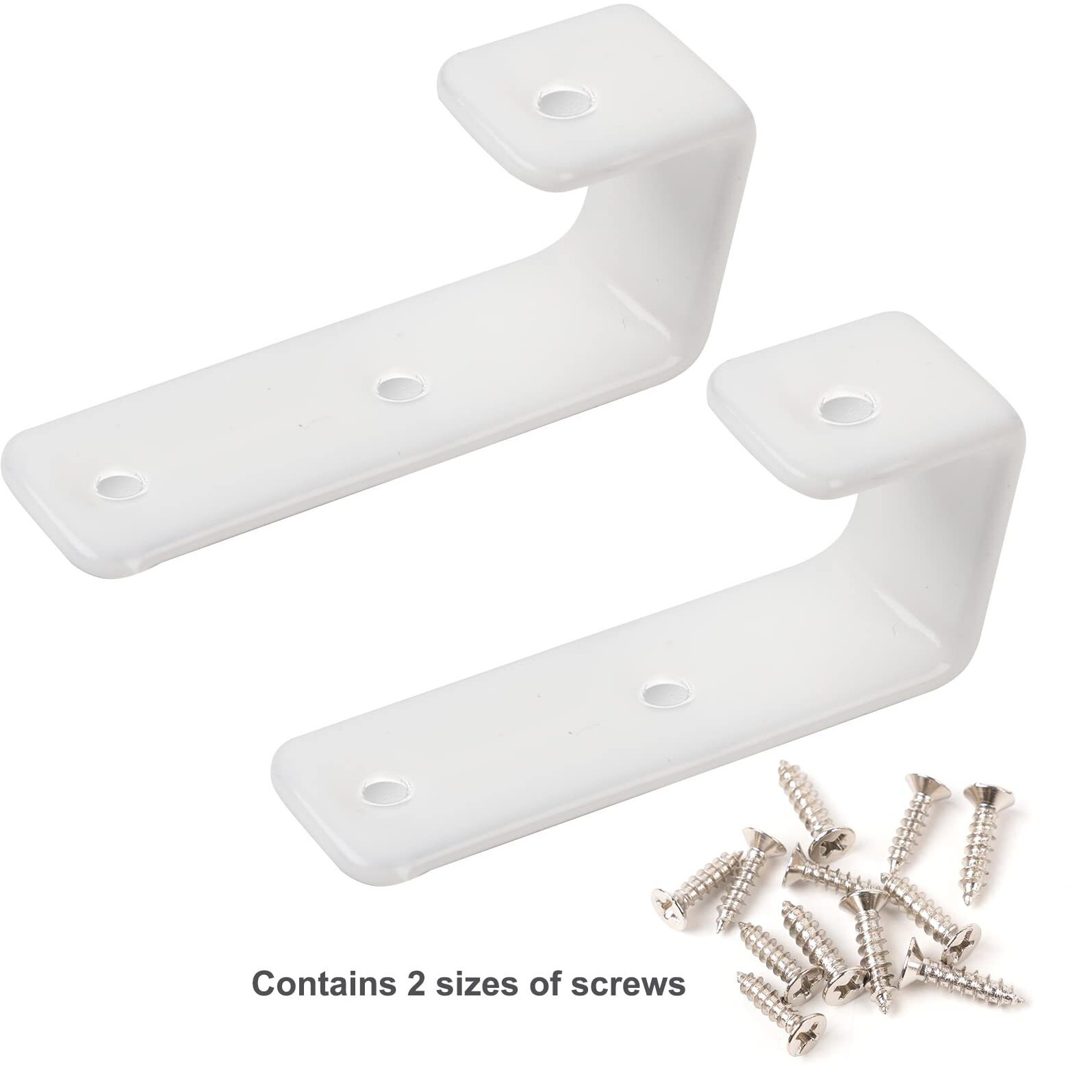 Mdply 4 Pack Bunk Bed Ladder Hook  Inside 1"" Kids Bunk Bed Replacement Hardware  White Pvc Metal Loft Bed Ladder Hooks  Camper/ Rv Bunk Ladder J Brackets With 2 Size Screws (4 Pcak  White)