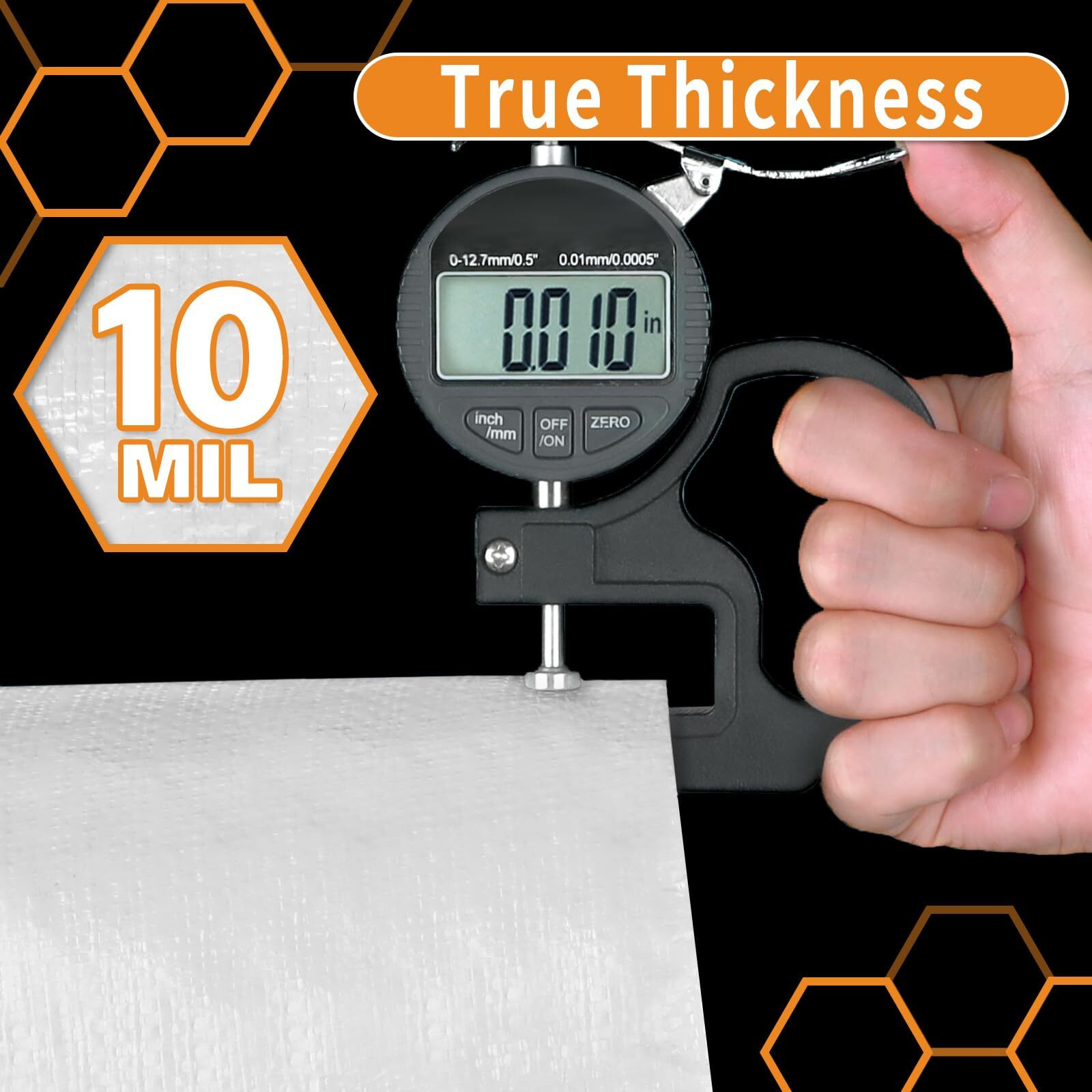 Campmac White Heavy Dut Waterproof Tarp 5' X 7'  10 Mil Thick  High Durability  Rip And Tear Resistant With Metal Grommets Every 20 Inches