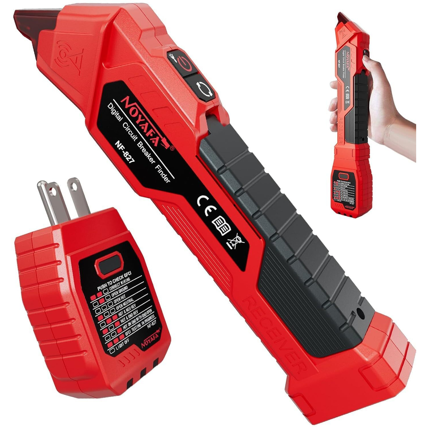 Noyafa Nf-827 Circuit Breaker Finder Tool With 3 Accessories &Gfci Outlet Tester  90-120V Ac Circuit Breaker Finder  Quickly Identify Ncv Circuit Tester With Storage Case  Sensitivity Adjustment