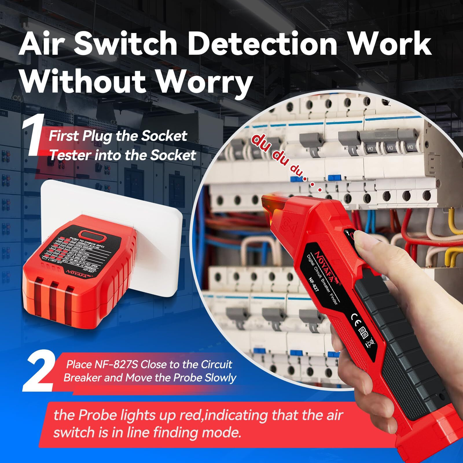 Noyafa Nf-827 Circuit Breaker Finder Tool With 3 Accessories &Gfci Outlet Tester  90-120V Ac Circuit Breaker Finder  Quickly Identify Ncv Circuit Tester With Storage Case  Sensitivity Adjustment
