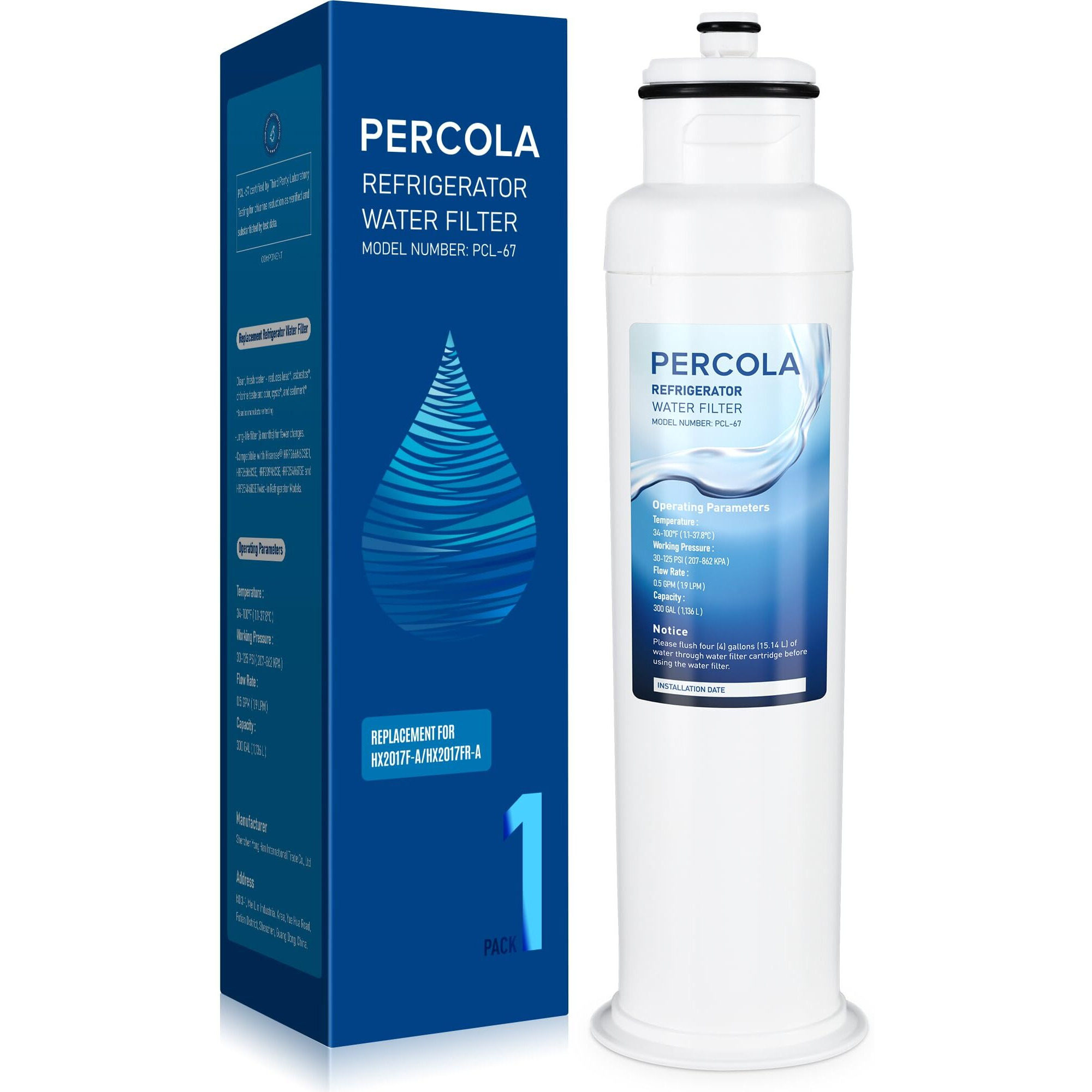 Hx2017Fr-A/Hx2017F-A Water Filter  Compatible With Hisense Hrf266N6Cse1  Hrf266N6Cse  Hrf209N6Cse  Hrf254N6Tse  Hrf254N6Dse Twist-In Refrigerator Models (1 Pack)