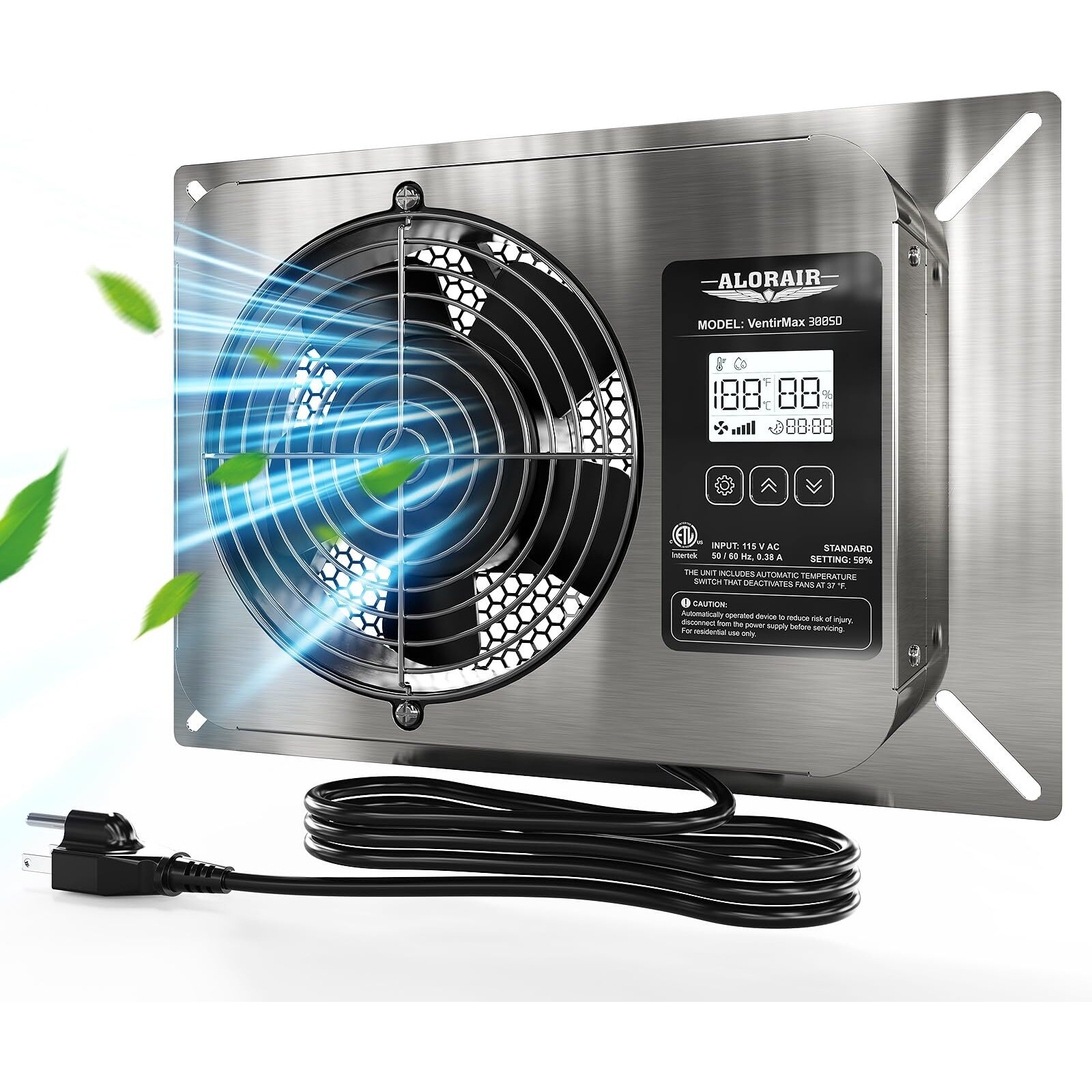 Alorair 300 Cfm Crawlspace Ventilator Fan With Humidistat  Stainless Steel Exhaust Vent Fans With Digital Display  Timing Cycle  Freeze Protection Thermostat  For Basement  Garage  Attic  Grow Tent