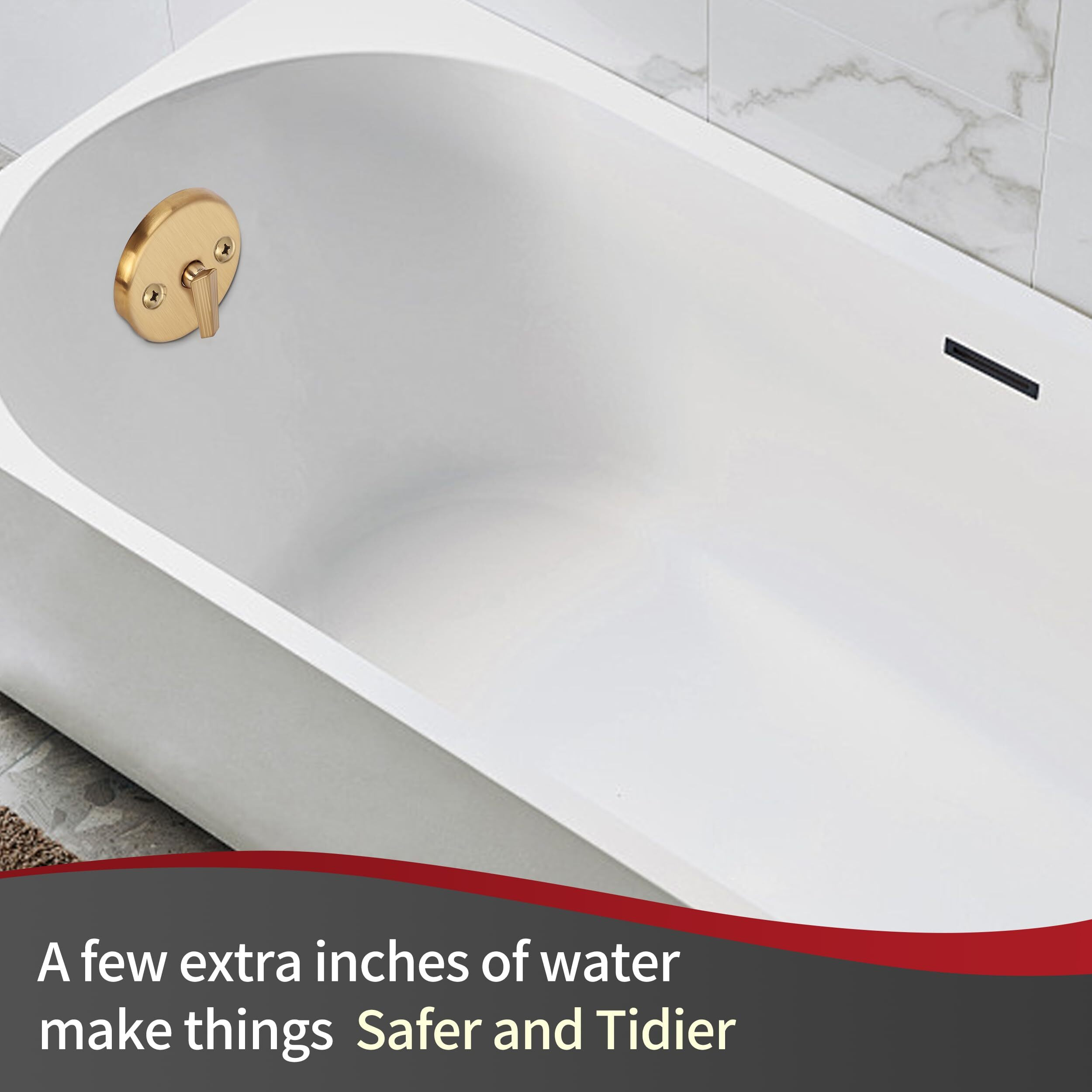 Primsoph One Hole Overflow Faceplate Tub Drain Trim Kit Conversion Kit Assembly Universal Fine Coarse Thread Replacement Brushed Gold