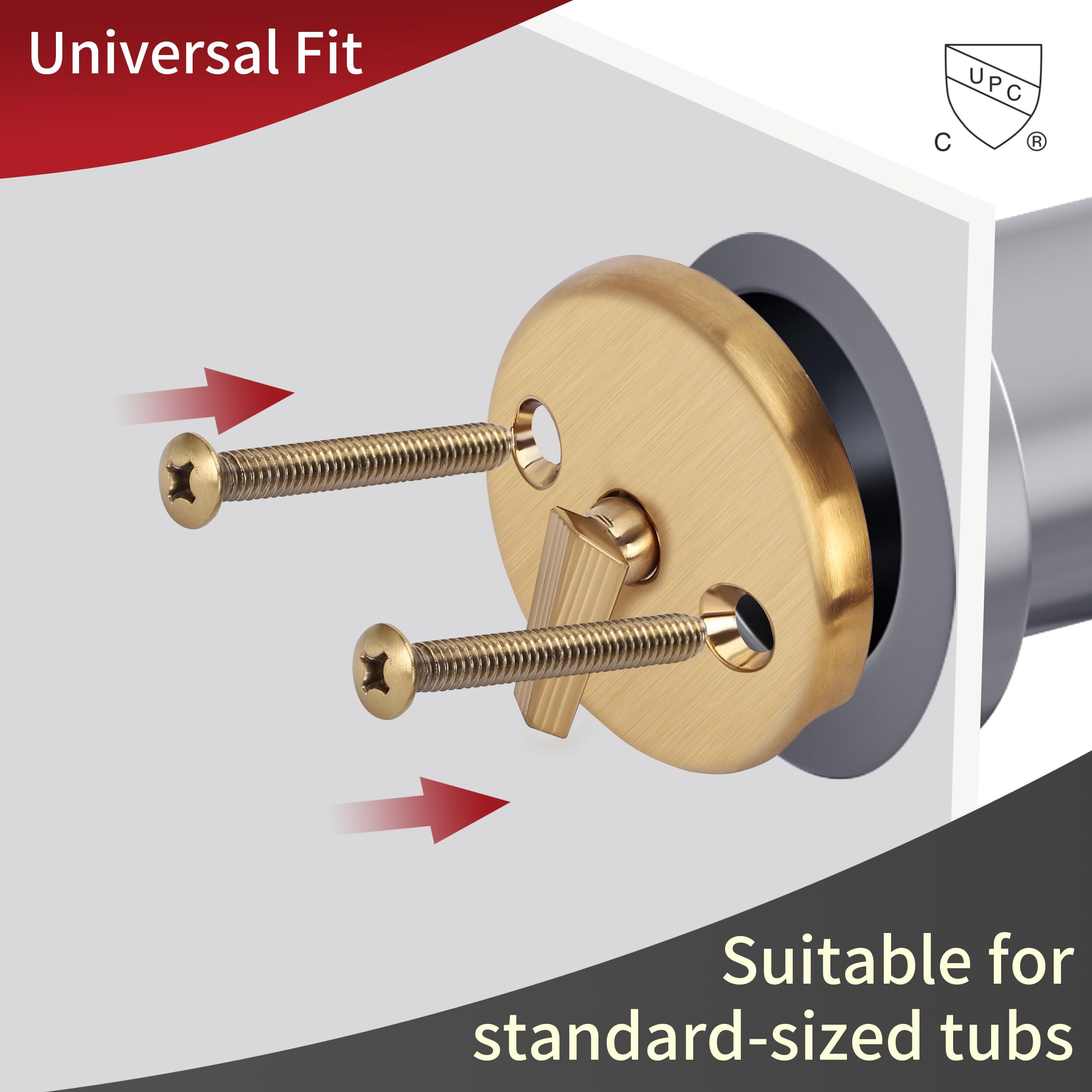 Primsoph One Hole Overflow Faceplate Tub Drain Trim Kit Conversion Kit Assembly Universal Fine Coarse Thread Replacement Brushed Gold