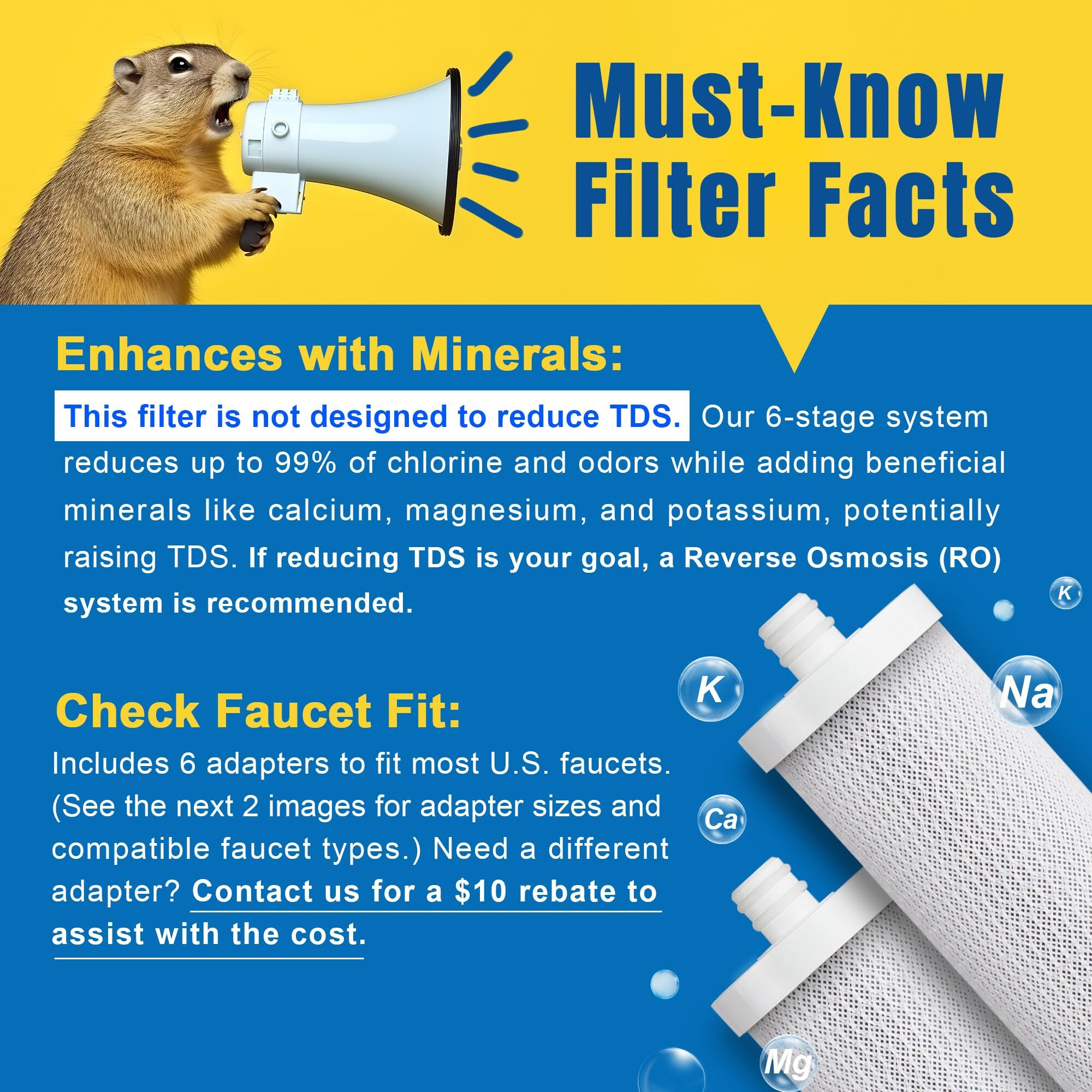 Lcf Upgrade Countertop Water Filter    Enhanced 6-Stage Stainless Steel Water Filter For Sink Faucet  Reduces Heavy Metals  Bad Taste & 99% Chlorine  16 000 Gallons(2 Filters)