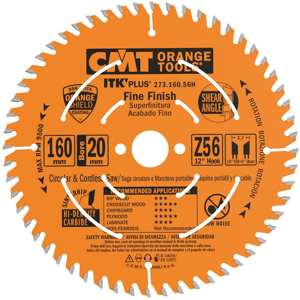 Cmt Orange Tools 273.160.56H Itk Plus Fine Finish Saw Blade Hw 160X1.8/1.2X20(+16) Z56 A