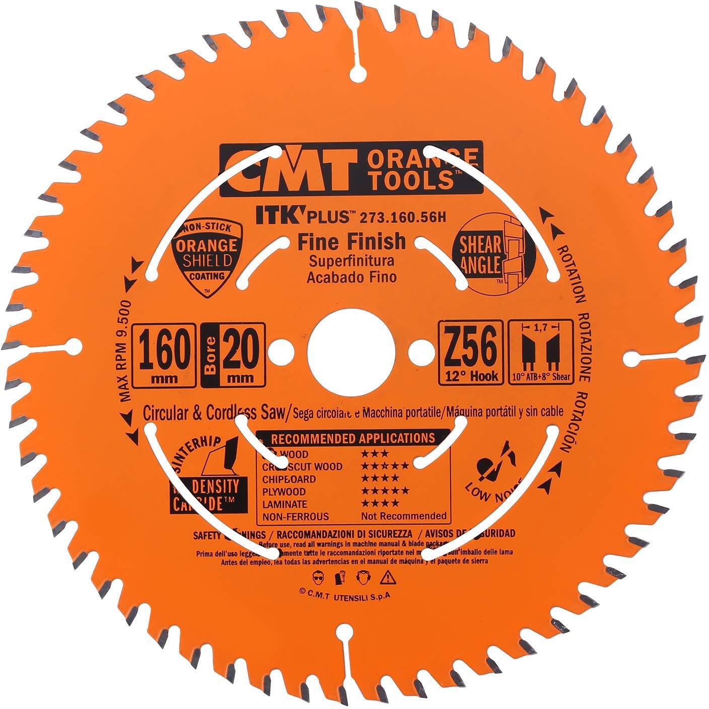 Cmt Orange Tools 273.160.56H Itk Plus Fine Finish Saw Blade Hw 160X1.8/1.2X20(+16) Z56 A
