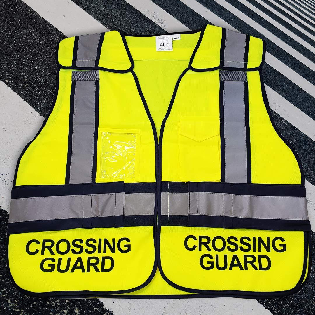 Viewbrite Reflective (Class 2) Crossing Guard Vest Lime Green - School Crossing Guard Vest With 5 Point Breakaway High Visibility Yellow/Green Neon