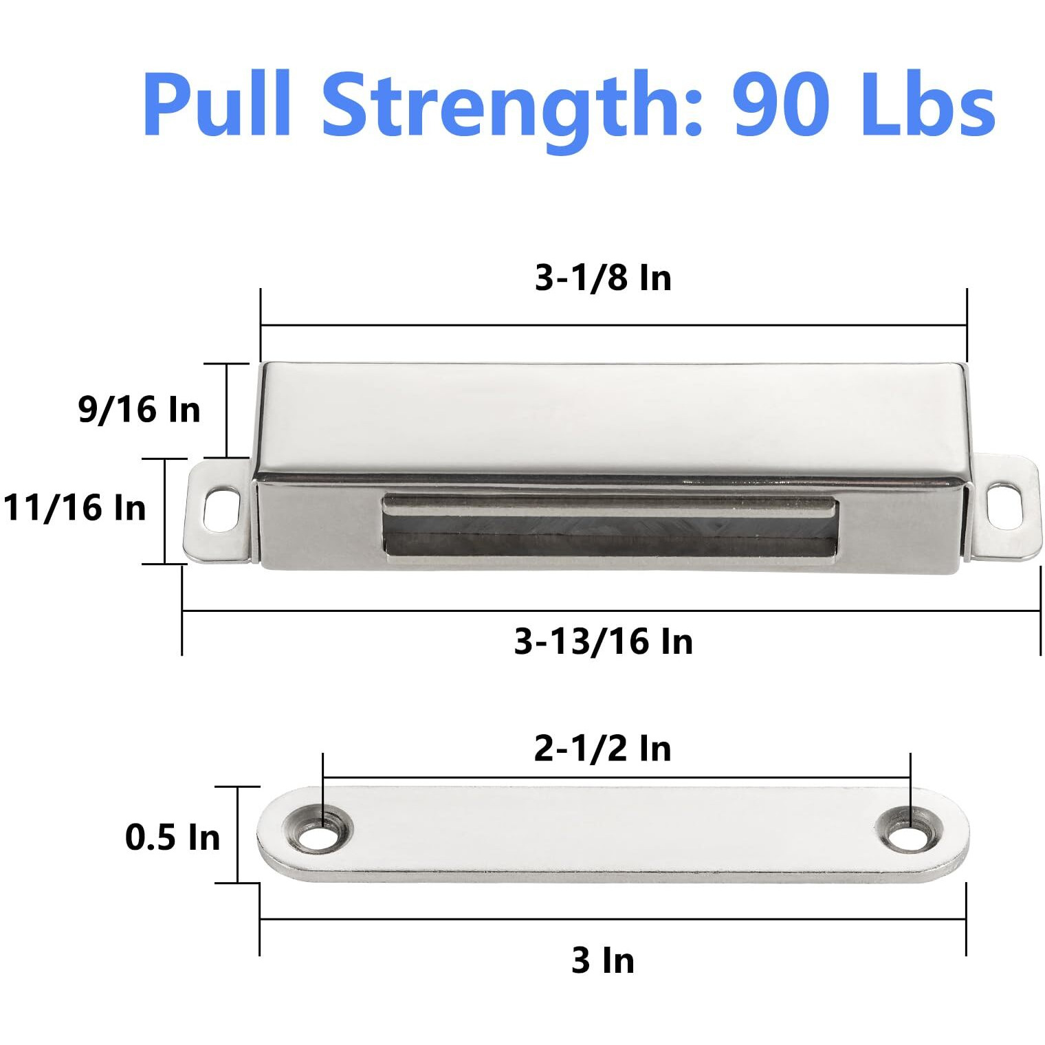 6 Pack | Heavy-Duty Magnetic Door Catch - 90Lb Pull Force  Stainless Steel  Anti-Rust  Ideal For Screen Door  Pantry Door  Barn Door And Rv Doors.