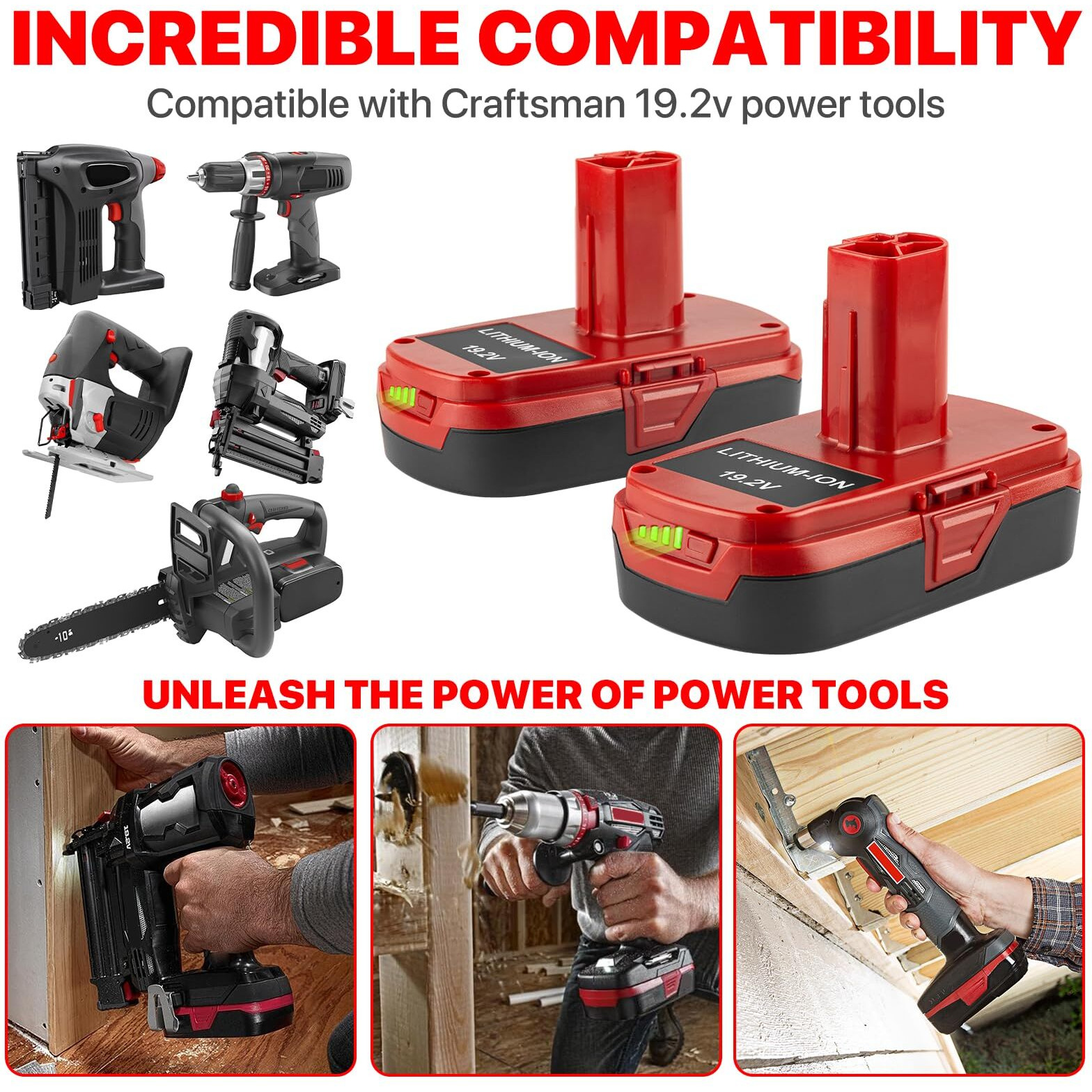 2Pack 19.2V 4.0Ah Replacement Battery And Charger Kit For Craftsman 19.2V Lithium Battery C3 Xcp 130279005 1323903 130211004 Compatible With Craftsman 19.2 Volt Battery Charger Set