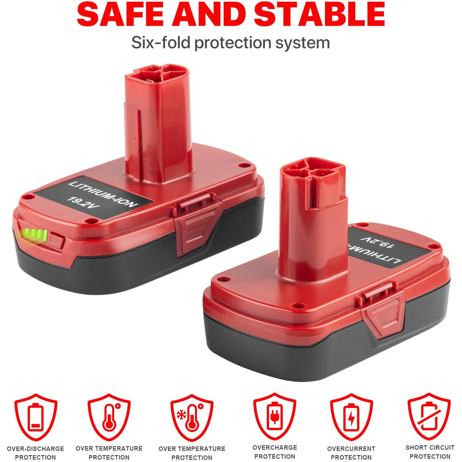 2Pack 19.2V 4.0Ah Replacement Battery And Charger Kit For Craftsman 19.2V Lithium Battery C3 Xcp 130279005 1323903 130211004 Compatible With Craftsman 19.2 Volt Battery Charger Set