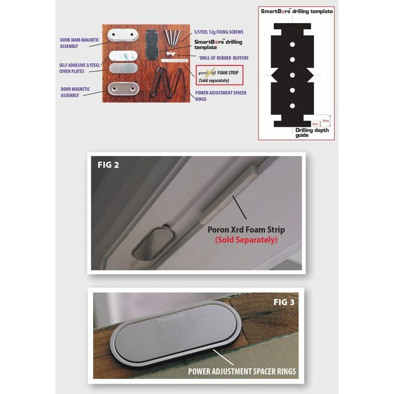 Precision Lock Pls 24 Pro Extra Heavy Duty Concealed Magnetic Catch For Doors With Thickness Greater Than 30 Mm (1.18"")  Color Silver  Model Pls24Proxhd