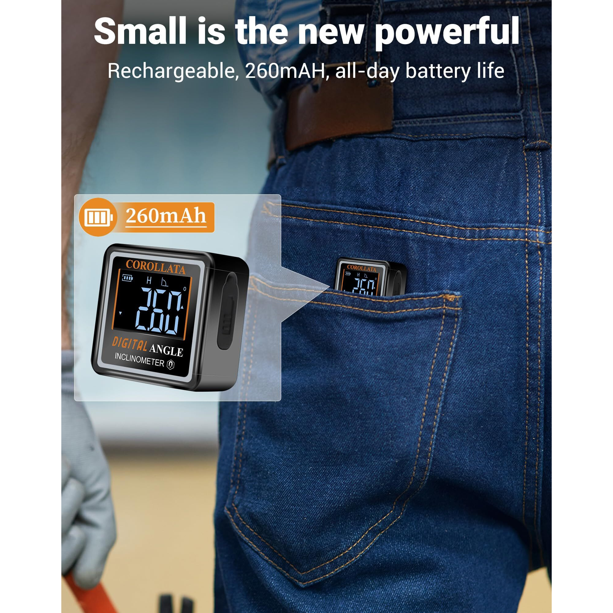 Ultra Small Digital Angel Finder Magnetic Level  Rechargeable Angle Cube  Table Saw Miter Gauge  4 * 90 Degree Protractor Electronic Inclinometer  Wood Working Measuring Tool